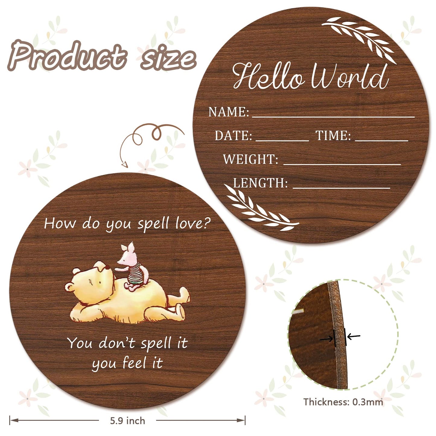 Baby Announcement Sign, Hello World Newborn Signs, Baby Name Sign, Birth Announcement Signs for Photo Prop, Nursery Decor