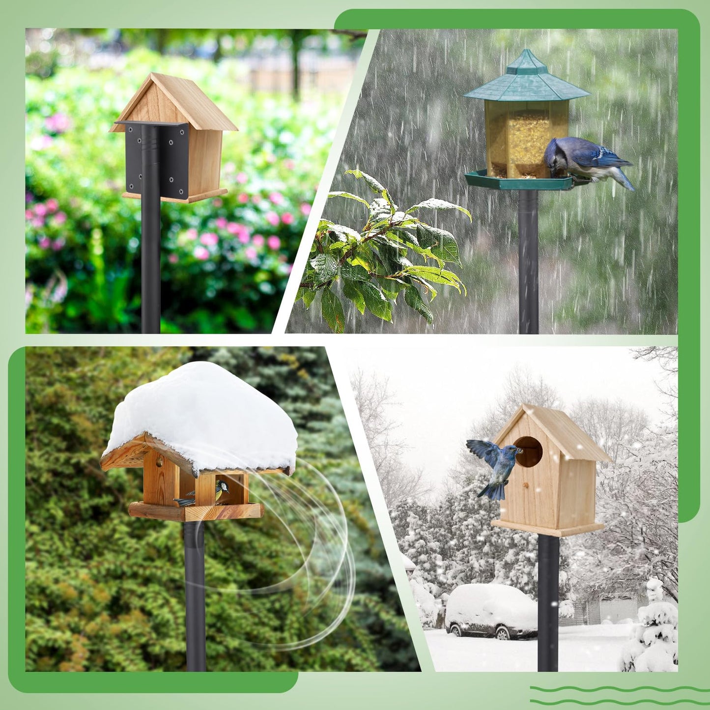 Bird Feeder Pole for Outdoors - 82in Tall Adjustable Heavy Duty Bird House Feeding Station with 5-Prong Anchor for Outside Garden Wild Bluebirds Watching