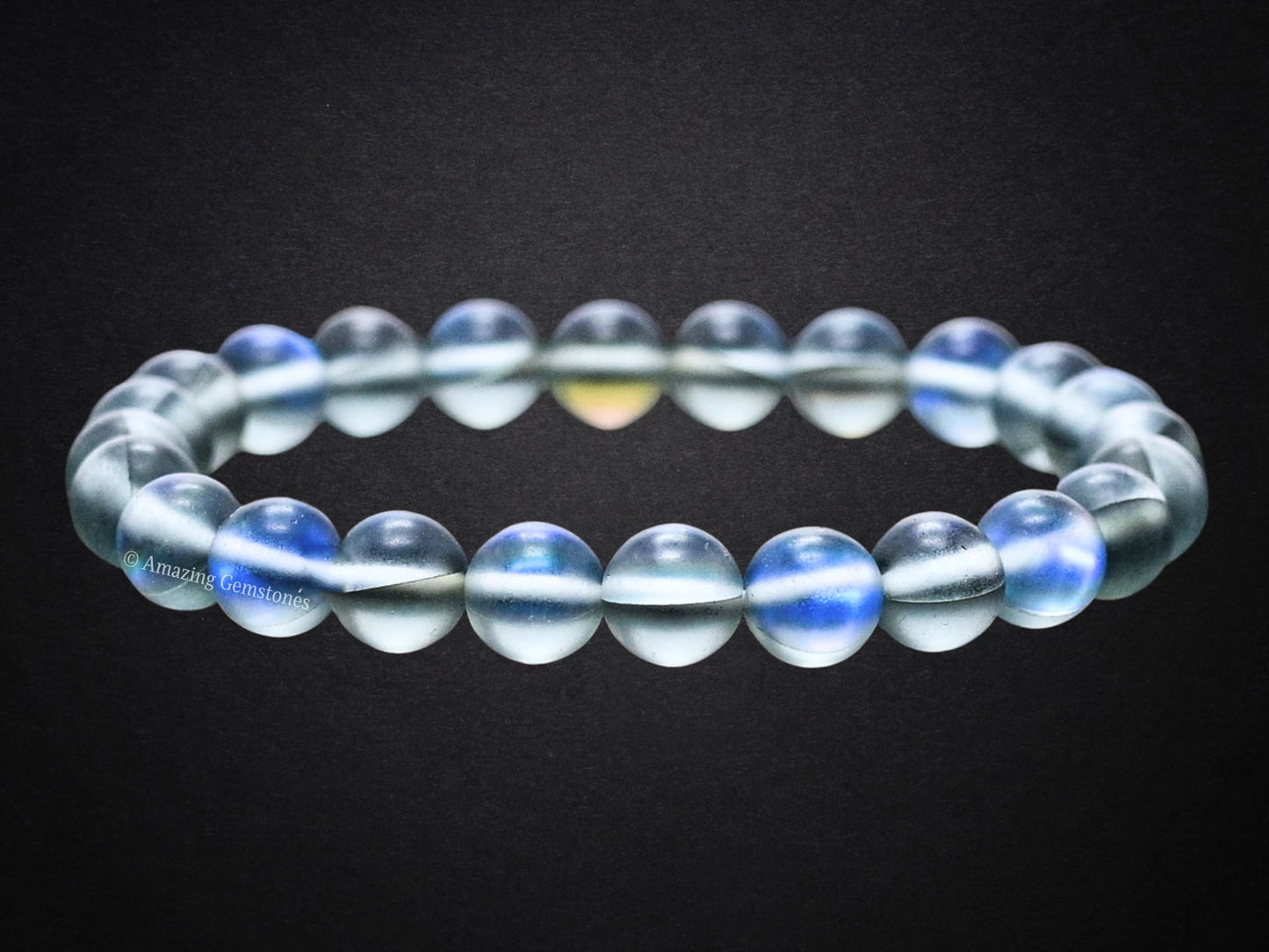 Amazing Gemstone Crystal Bracelet for Women Men's Gifts - Protection Healing Crystal Bracelet - 8mm Gemstone Beaded Stretchable Bracelet Pulseras Para Hombres Mujer Stocking Stuffers Mothers Day Gift (Grey Mermaid)