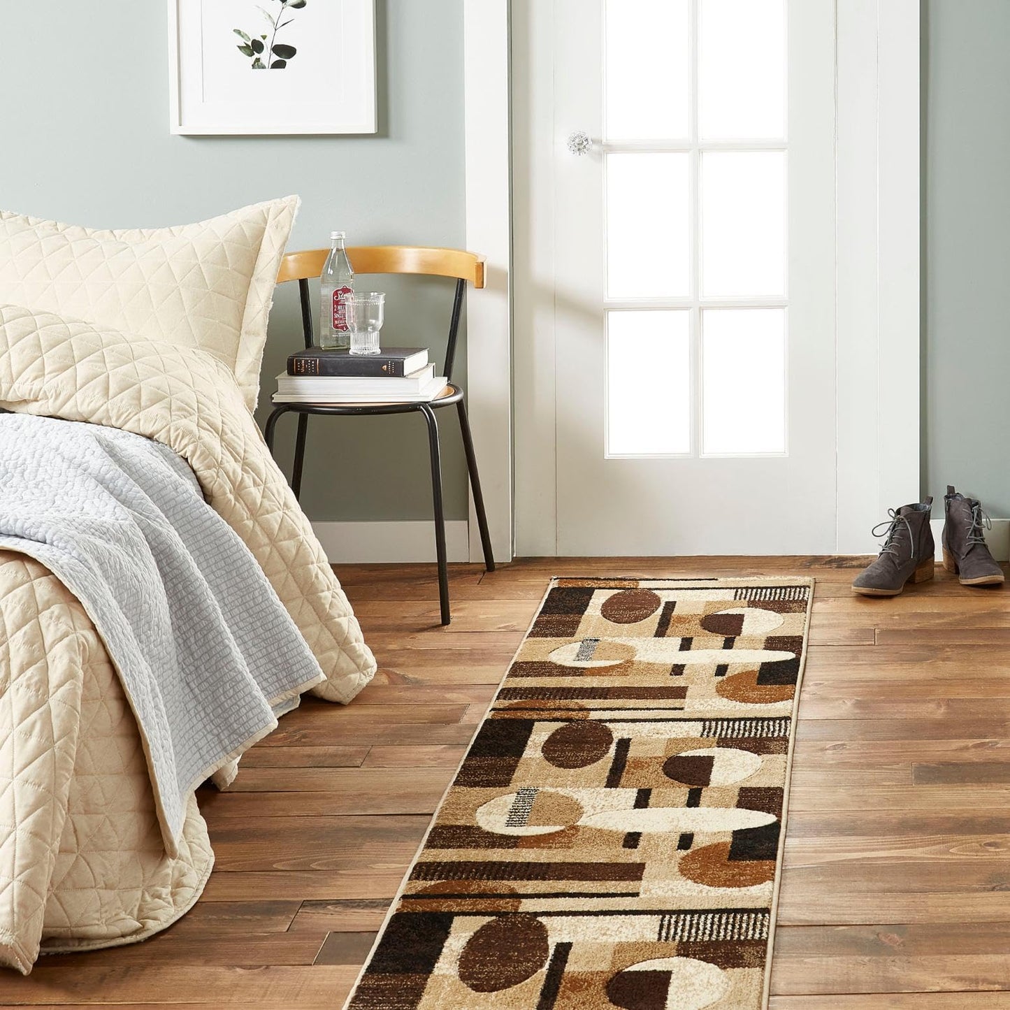Home Dynamix Tribeca Jasmine Modern Runner Rug, Abstract Brown/Beige 1'9"x7'2"