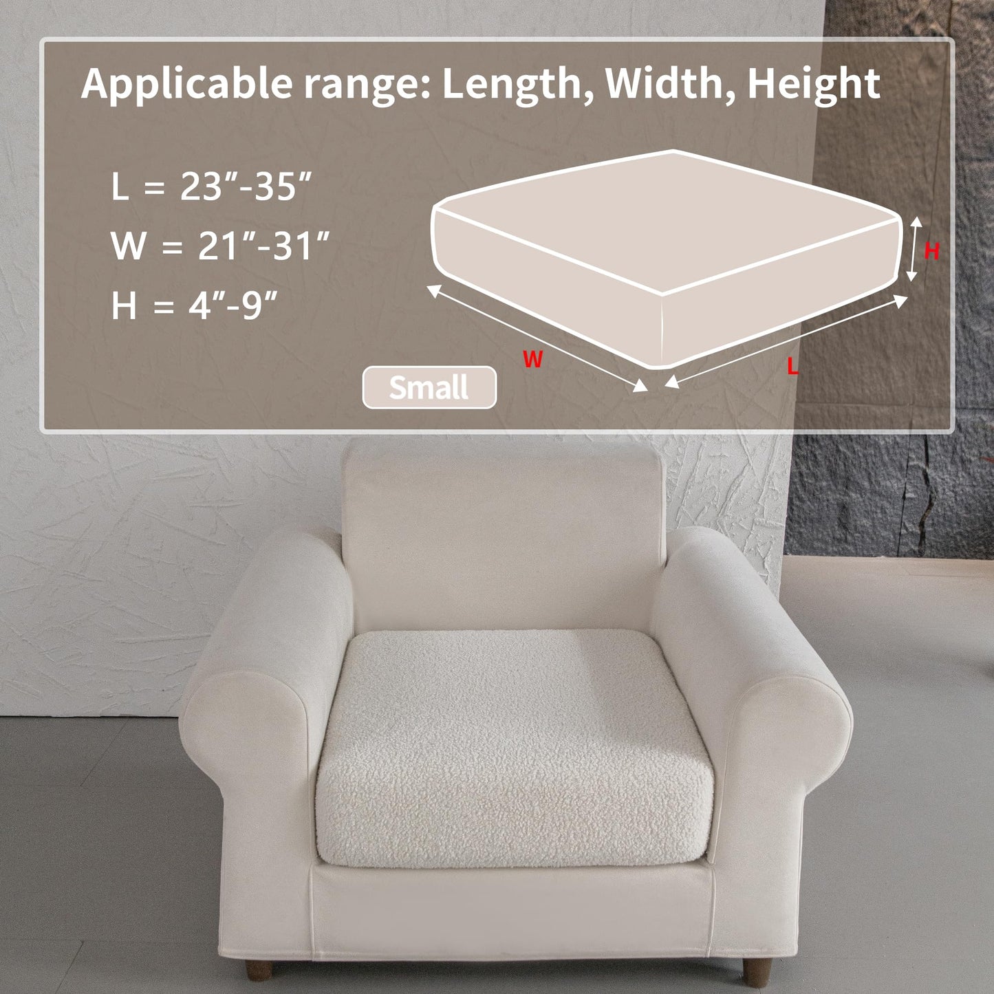 OHSIO Couch Cushion Covers for Sectional Sofa, Stretch Soft Sofa Slipcovers Washable Wear-Resistant Universal Furniture Protector for Living Room(1 Piece Chair Cover, Ivory)