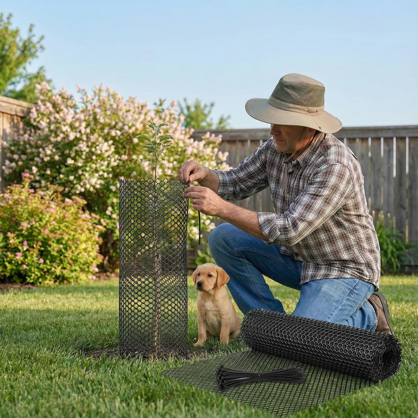 Yuminroe Plastic Chicken Wire Mesh Fencing, 15.7IN x 32.8FT Rigid Plastic Wire Mesh Fence Roll, Garden Balcony Fencing Barrier Netting for Farms, Poultry, Yards, Dog, Cat (0.4m x 10m)