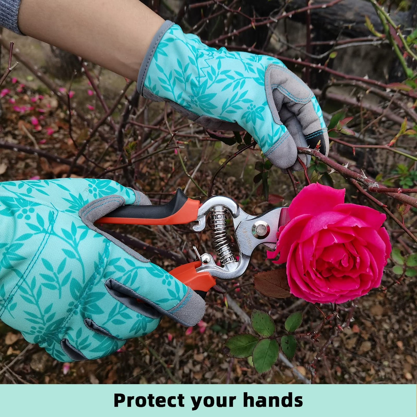 KLDOLLAR Gardening Gloves for Women Thorn Proof Garden Gloves, Leather Womens Garden Gloves Puncture Resistant, Touch Screen Working Gloves for Digging,Weeding,Planting Medium