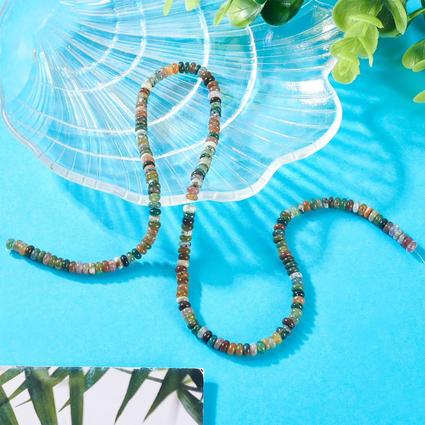 Beadthoven 1 Strand/158pcs Natural Indian Agate Gemstone Rondelle Beads 4x2mm Flat Round Disc Energy Healing Crystal Chakra Stone Beads Spacers for Jewelry Making Bracelets Necklaces DIY Crafts