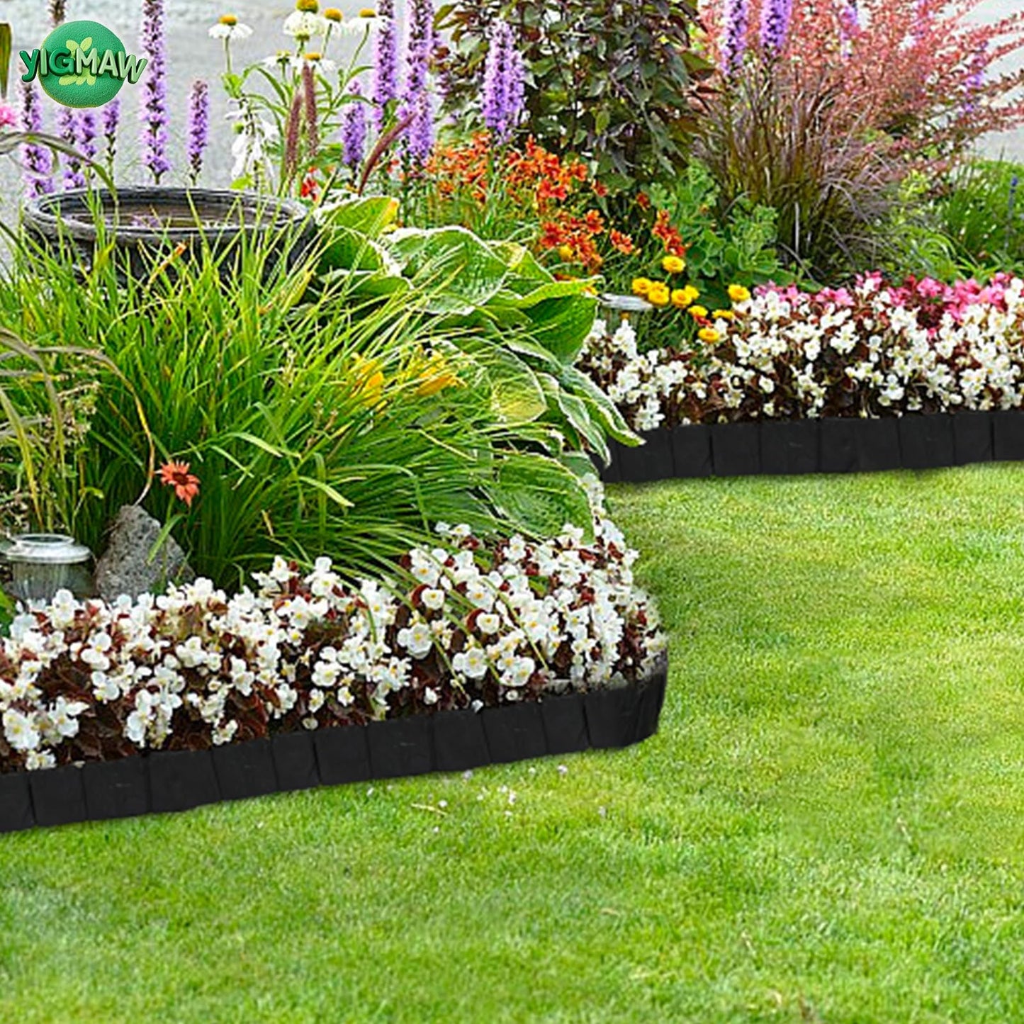 YIGMAW 2026 New Edging for Landscaping - Garden Edging Border-4 in Tall-Plastic Stone Effect for DIY Landscape,Lawn&Flower Bed (Black, 30 Pcs)