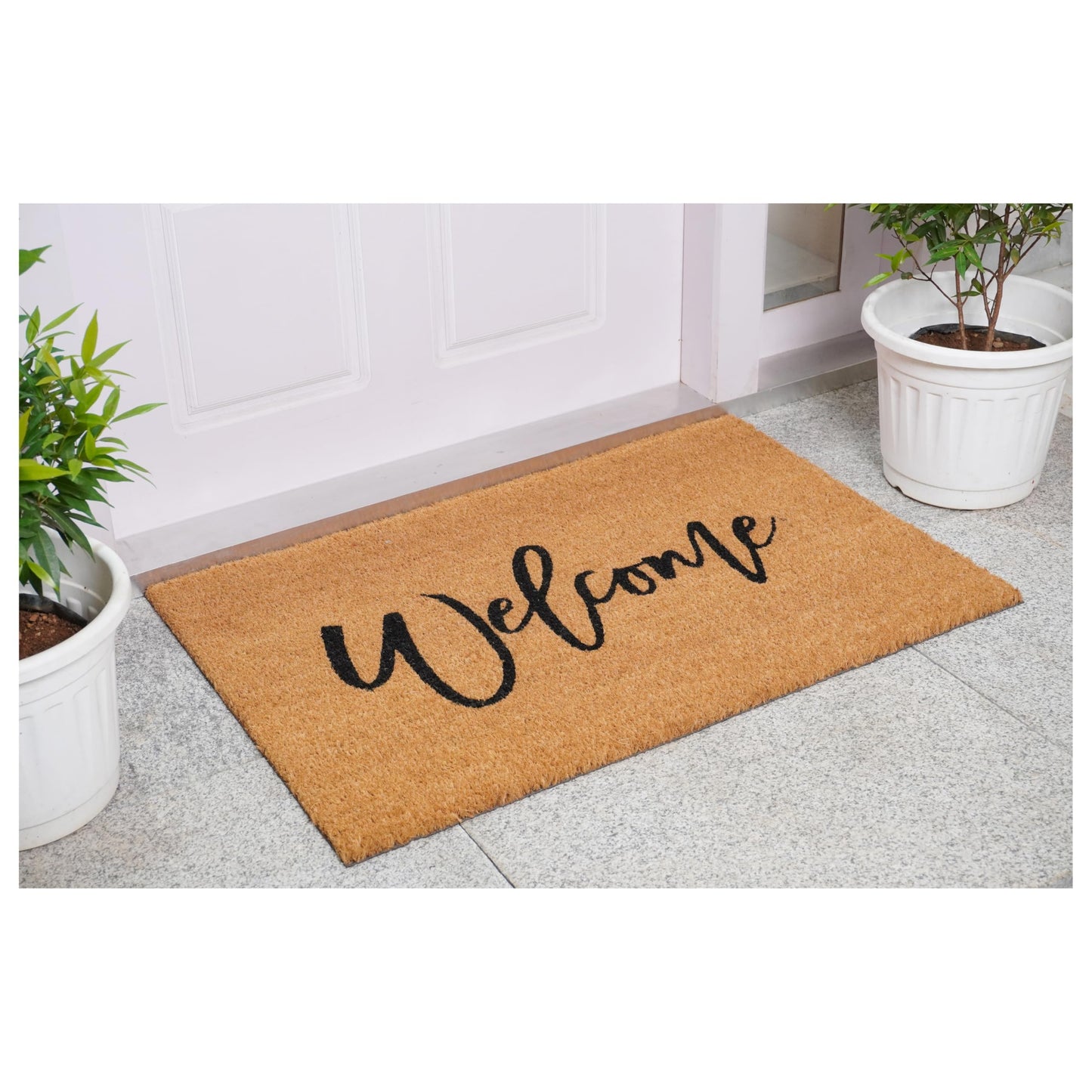 Calloway Mills Cursive Welcome Doormat (Tan/Black, 24" x 36")