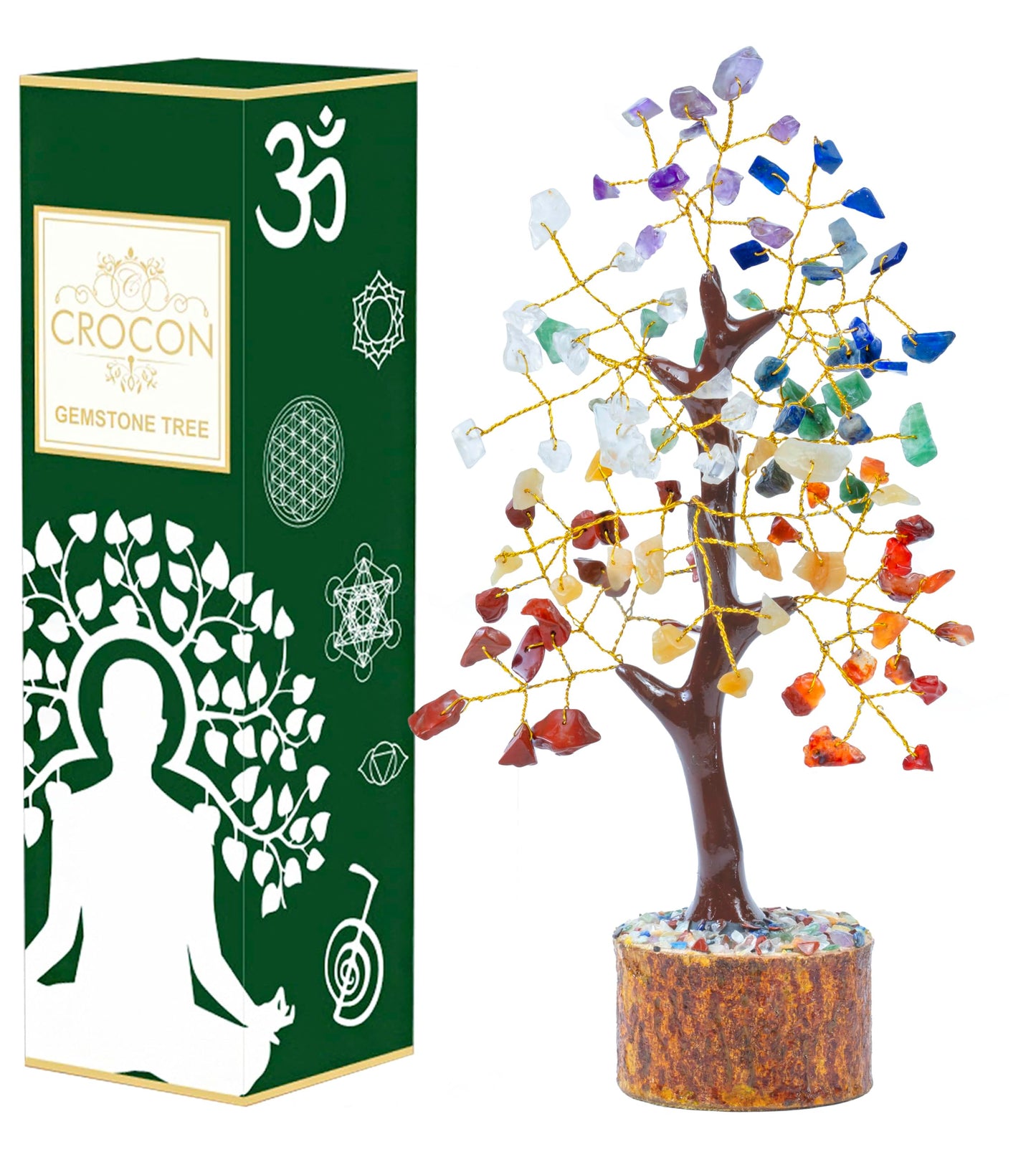 Crocon® 7 Chakra Crystal Tree of Life, Unique Gifts for Women, Meditation, Office Desk Decor, Healing Crystals Tree Gift for Women | House Warming Gift New Home Decoration Present Sister Mom Grandma