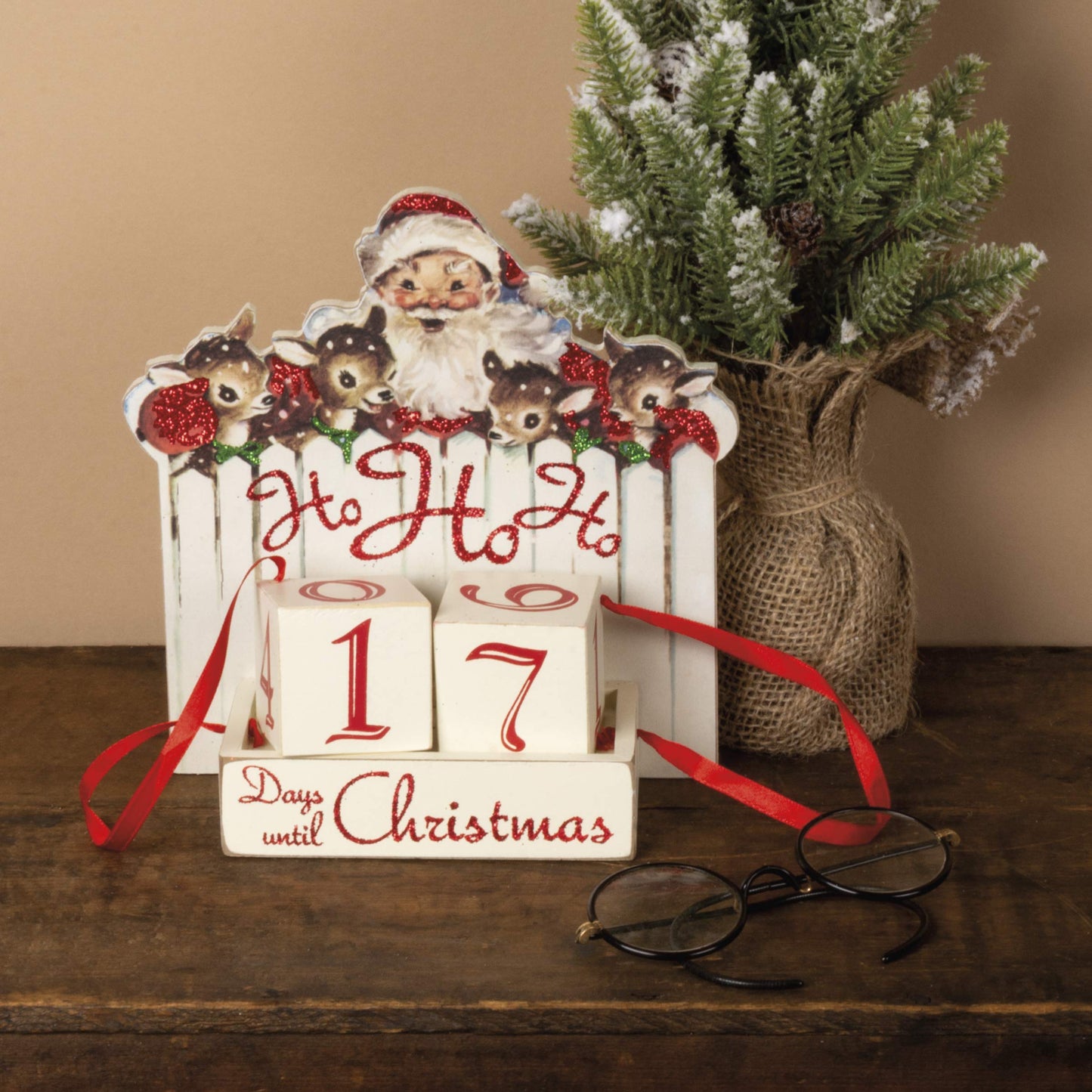 Primitives by Kathy Vintage Christmas Wood Countdown Box, Ho