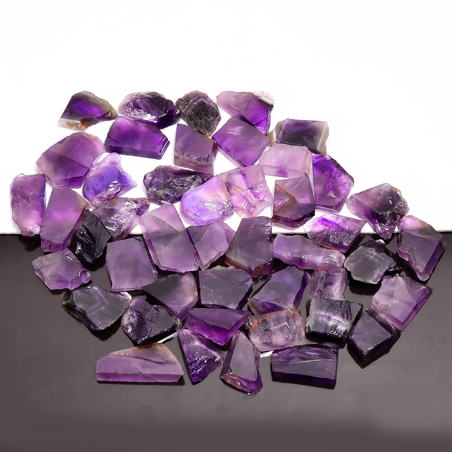 Natural Amethyst Raw Slice Gemstone- Healing Crystals for DIY Jewelry Making -Loose Natural Cabochon -Perfect for Crafting Unique Jewelry Designs (5 pcs, 25-35 mm)