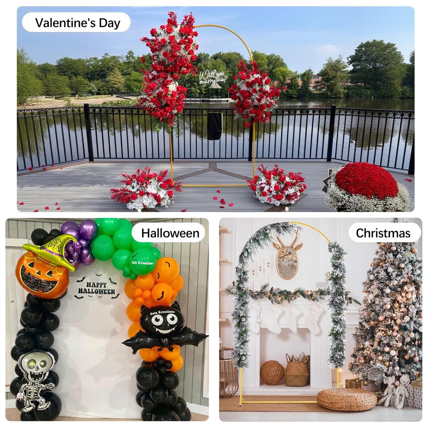 Vincidern 6.6 FT Wedding Arch Backdrop Stand for Parties, Balloon Arch Stand, Wedding Arches for Ceremony, Metal Arch Backdrop Stand for Bridal Baby Showers, Birthday Party Decoration Door Frame Gold