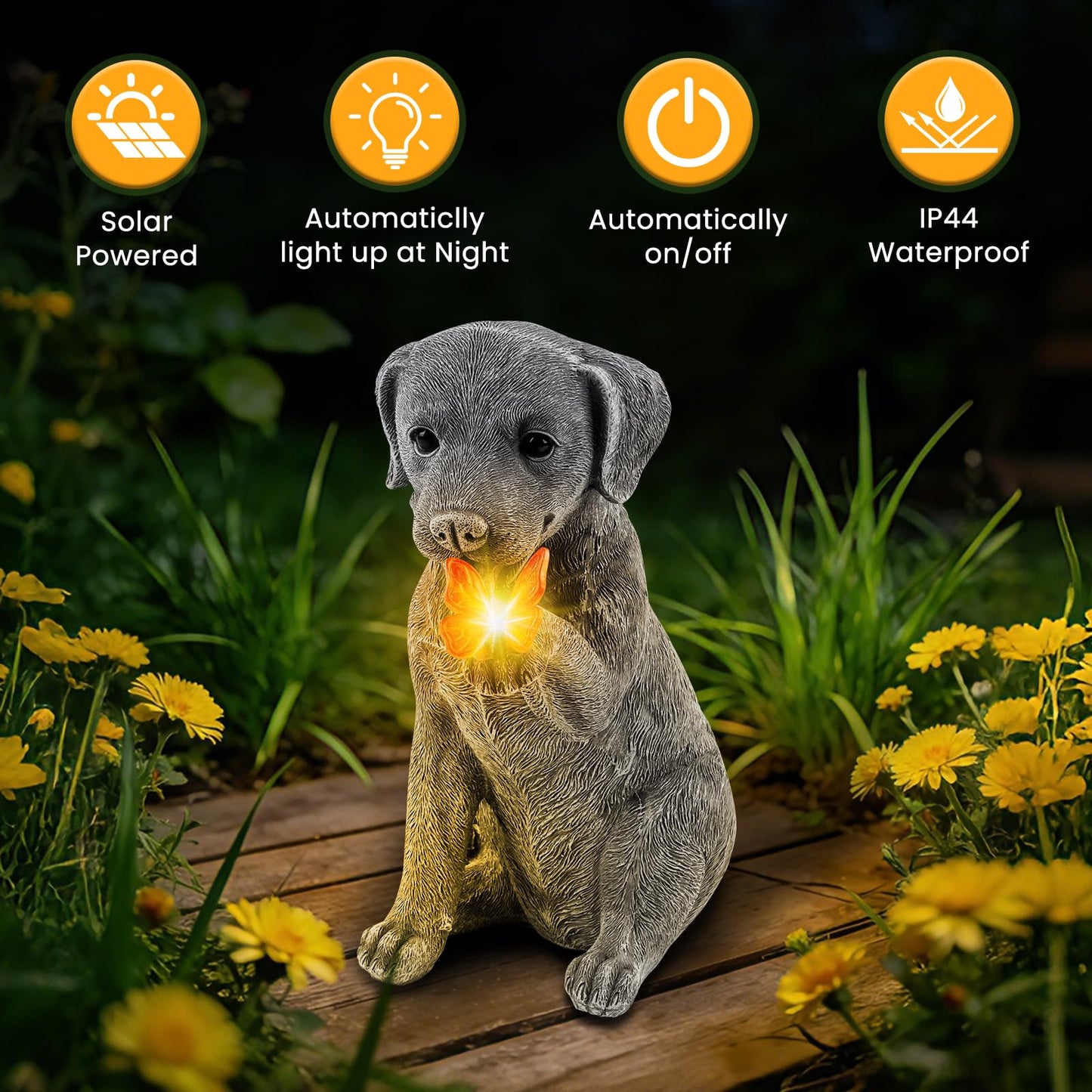 Solar Garden Statues Outdoor Decor, Garden Decor Dog Statue for Yard, Patio, Lawn Outside, Ideal Christmas Birthday Mothers Day Gifts for Mom Women Grandma