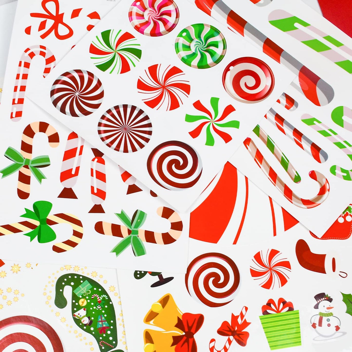 83 Pcs Peppermint Floor Decals Stickers Set Self Adhesive Candy Cane Stickers for Christmas Candy Party Decoration