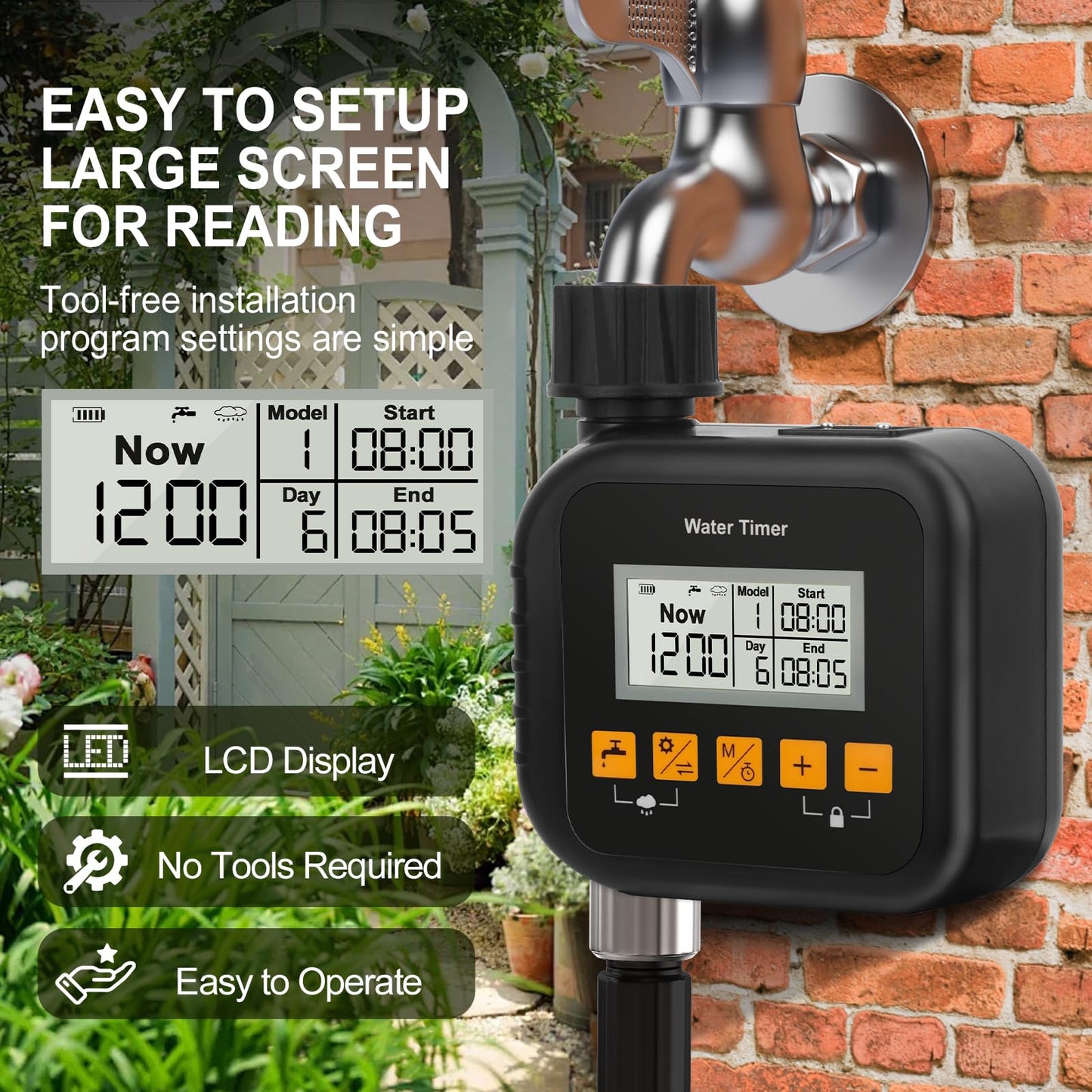 Sprinkler Timer, Water Hose Timer for Garden and Outdoor Irrigation, Garden Irriration System Controller with Rain Sensing.