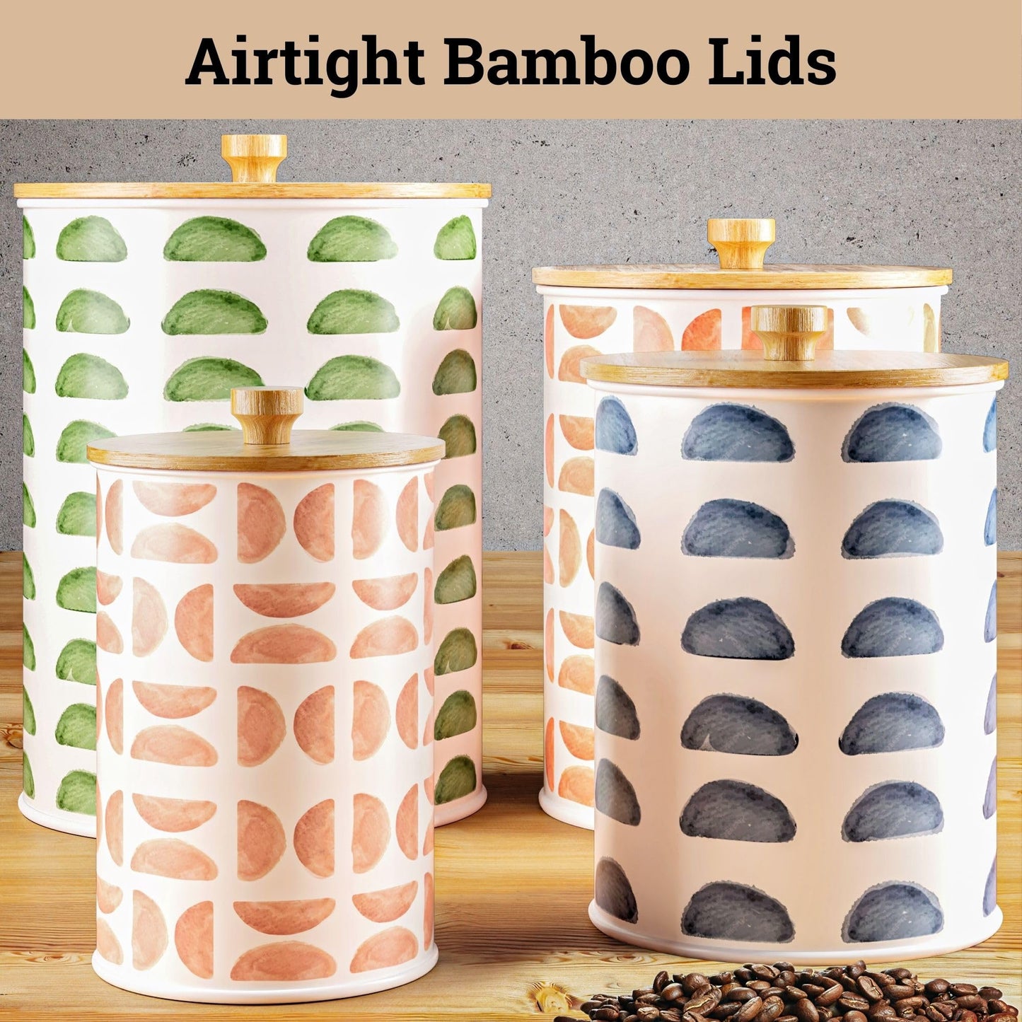 Kitchen Canisters for Countertop Set of 4 - Patterned Iron Kitchen Canisters with Airtight Lids - Flour Sugar Canister Set - Flour and Sugar Containers Farmhouse - Coffee Jar for Counter - White Jar