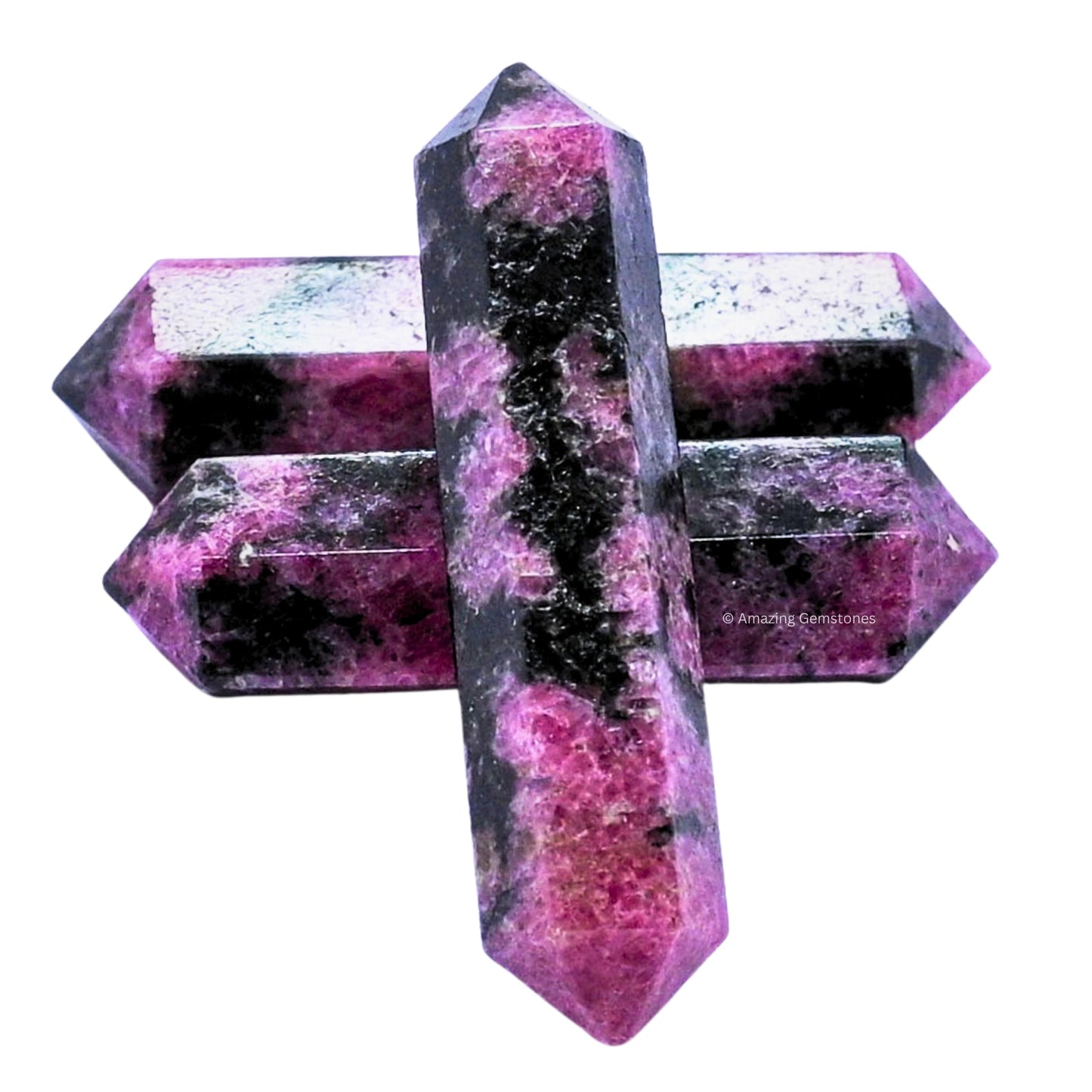 Amazing Gemstone Rhodonite Crystal Points Bulk Healing Crystals - Pack of 3 Double Terminated Healing Wand Point Bulk Crystals for Crafts,Crystal Grid,DIY Work - Premium Crystals for Beginners Gifts