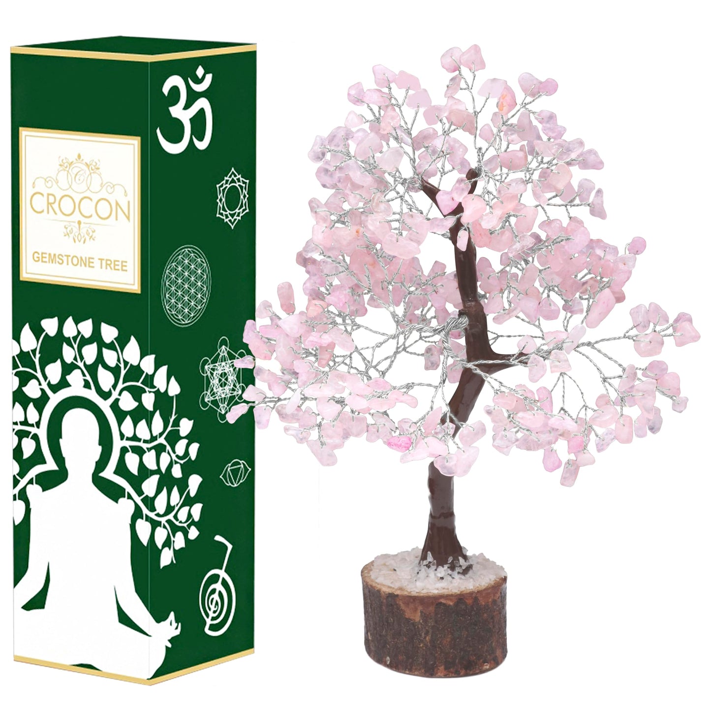 Crocon® Rose Quartz Crystals Tree, Birthday Gifts for Women, Mom, Sister & Girlfriend | Pink Room Decor Healing Crystals | House Warming Gifts Unique Spiritual Present Idea for Woman & Men Decoration