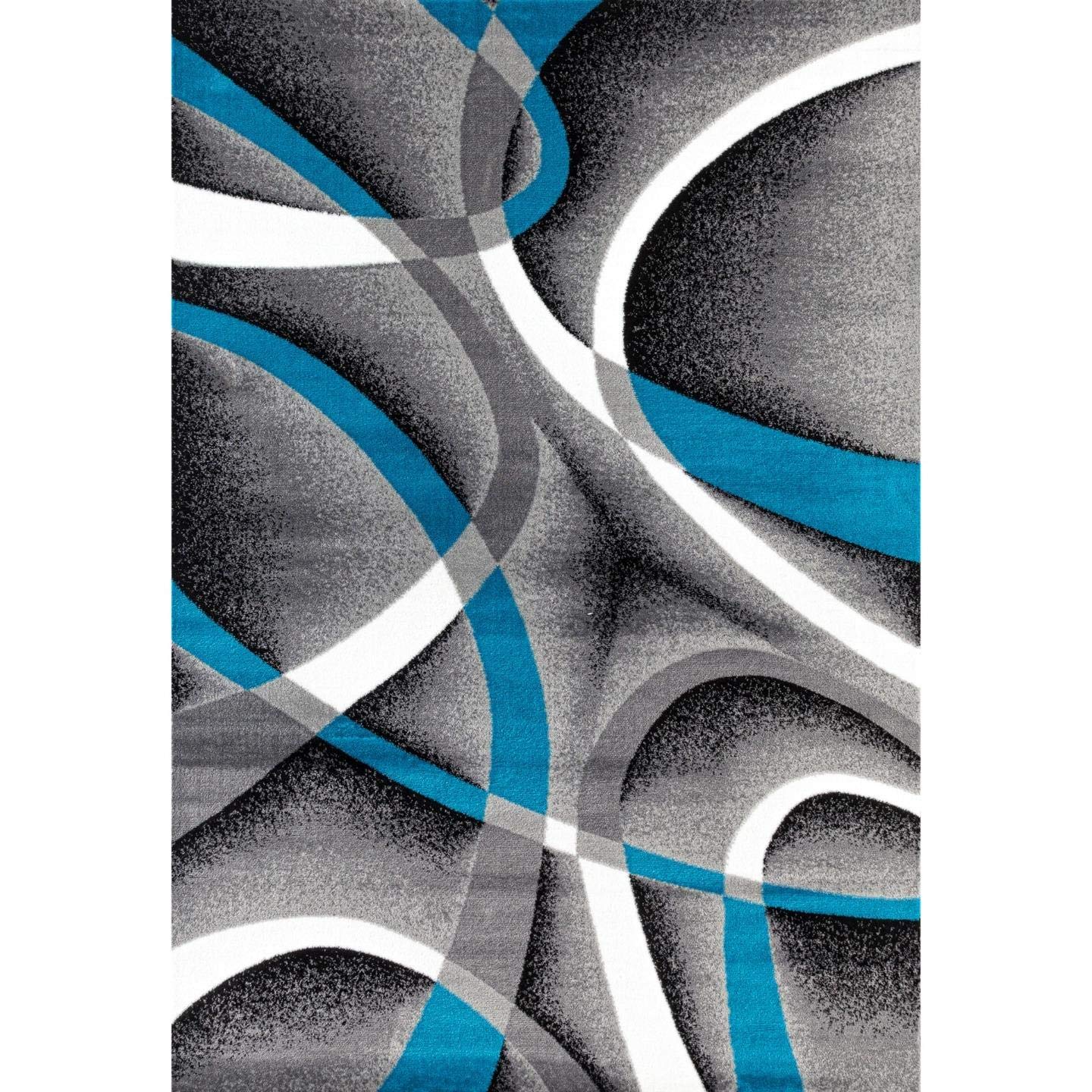 2305 Geometric Abstract Turquoise 5x7 Area Rugs for Living Room