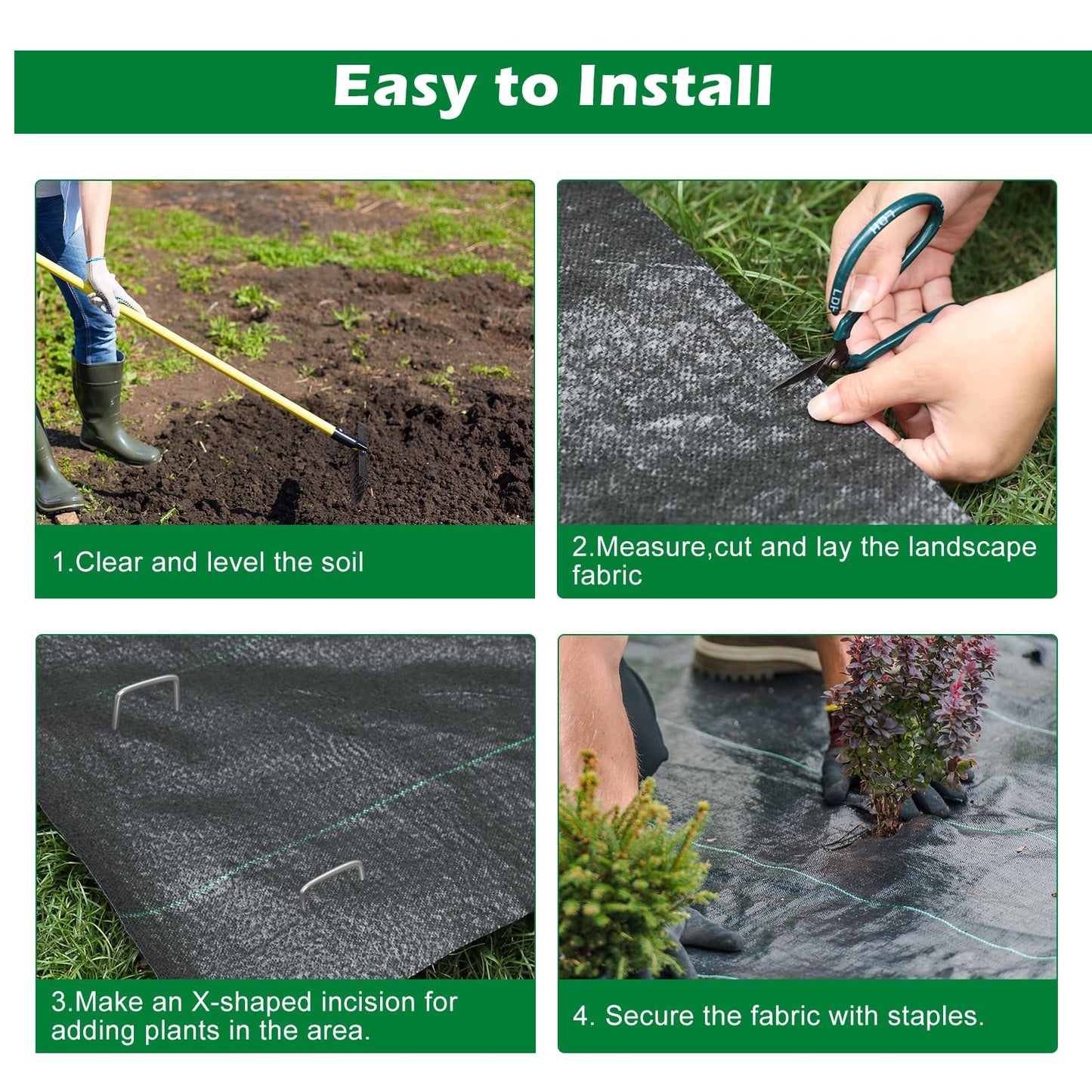 WAENLIR 5.8oz 4FT x 250FT Heavy Duty Landscape Fabric Weed Barrier Premium Woven Ground Cover Roll, UV Resistant&Tear-Proof, Ideal for Garden Beds, Walkways, Patios, Greenhouses, Outdoor Landscaping
