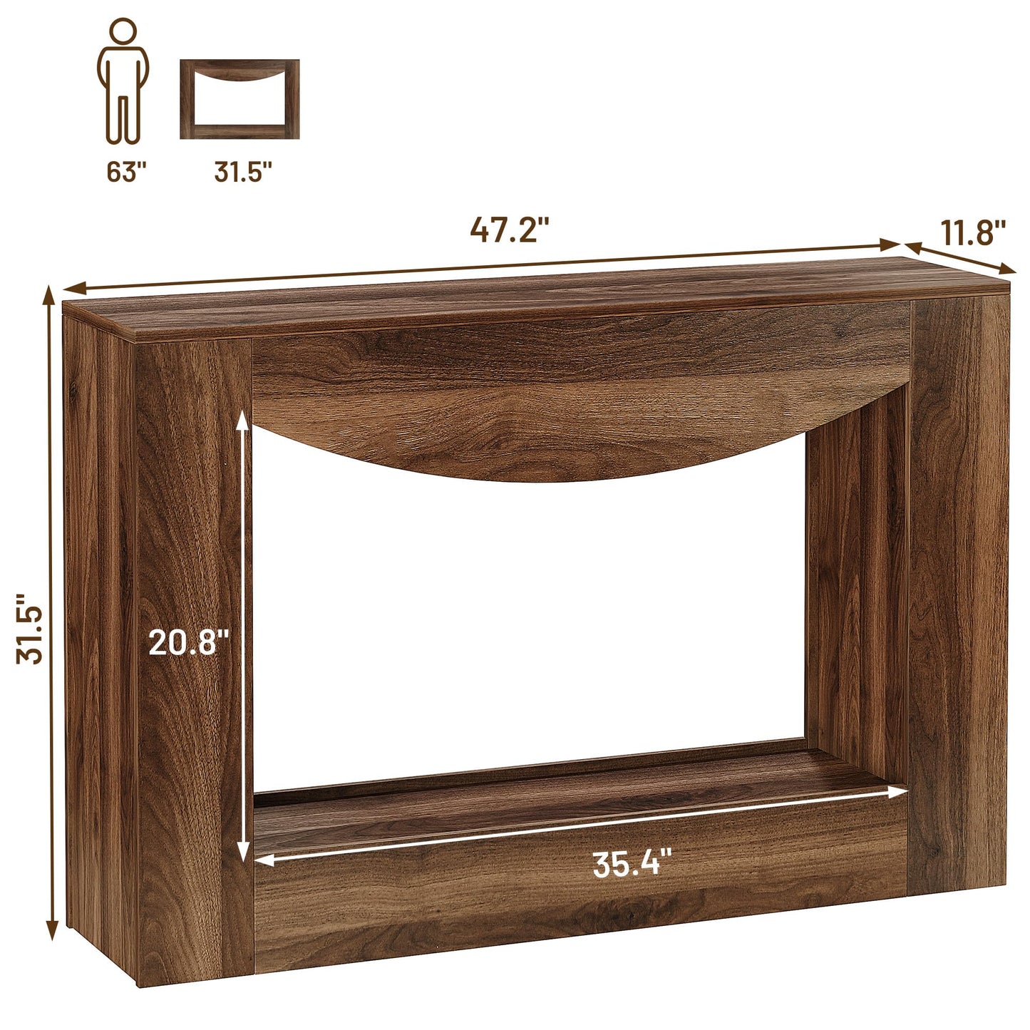 knoworld Farmhouse Console Table, 47 Inches Entryway Console Table with LED Light, Sofa Table Behind Couch, Wooden Accent Entryway Table for Living Room, Hallway