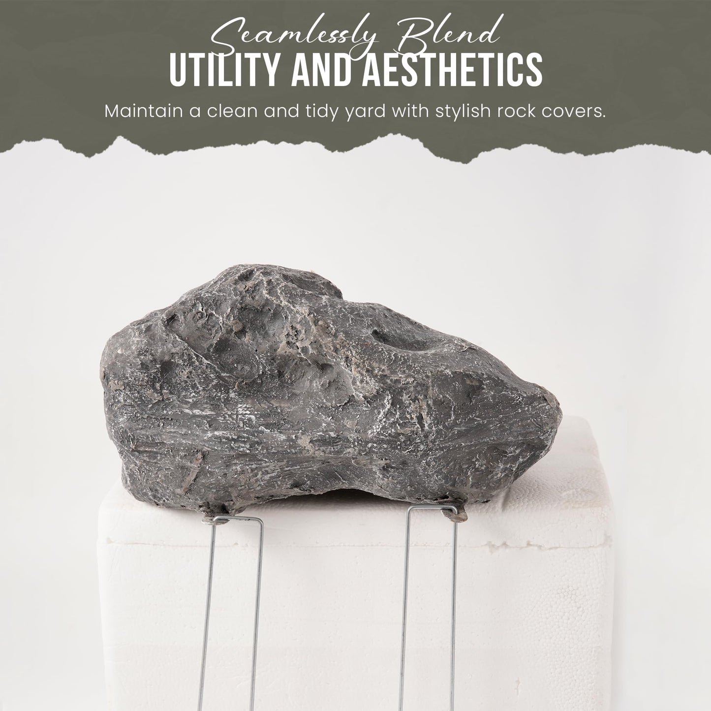 Fake Rock for Outdoor Garden Landscape Décor - Durable Faux Rock - 11.5 x 7.5 x 5.5 Inches