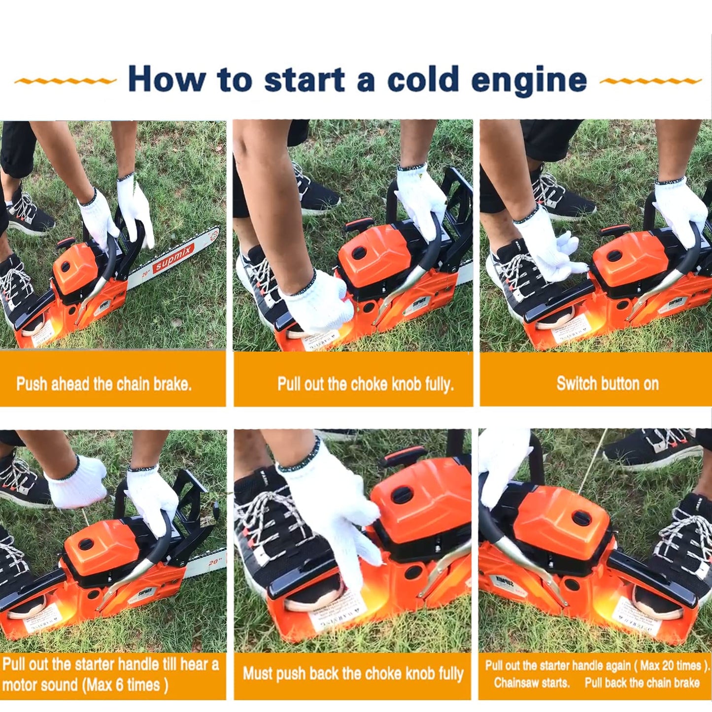 SUPMIXTOOLS 62cc Gas Chainsaw 20 Inch Gas Powered Chainsaws 2-Cycle Petrol Handheld Gasoline Chain Saw Power Saws for Cutting Wood Tree Trimming