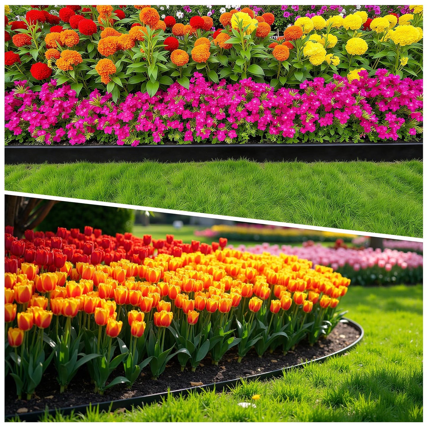 100ft,1.5in Tall Landscape Edging Kit with 150 Spikes, Not Digging Flexible Plastic Edge Border for Landscaping, Lawn, Garden, Flower Beds, Yard, Paver, Playground, Fence, Pathway,3pack, 33ft Each