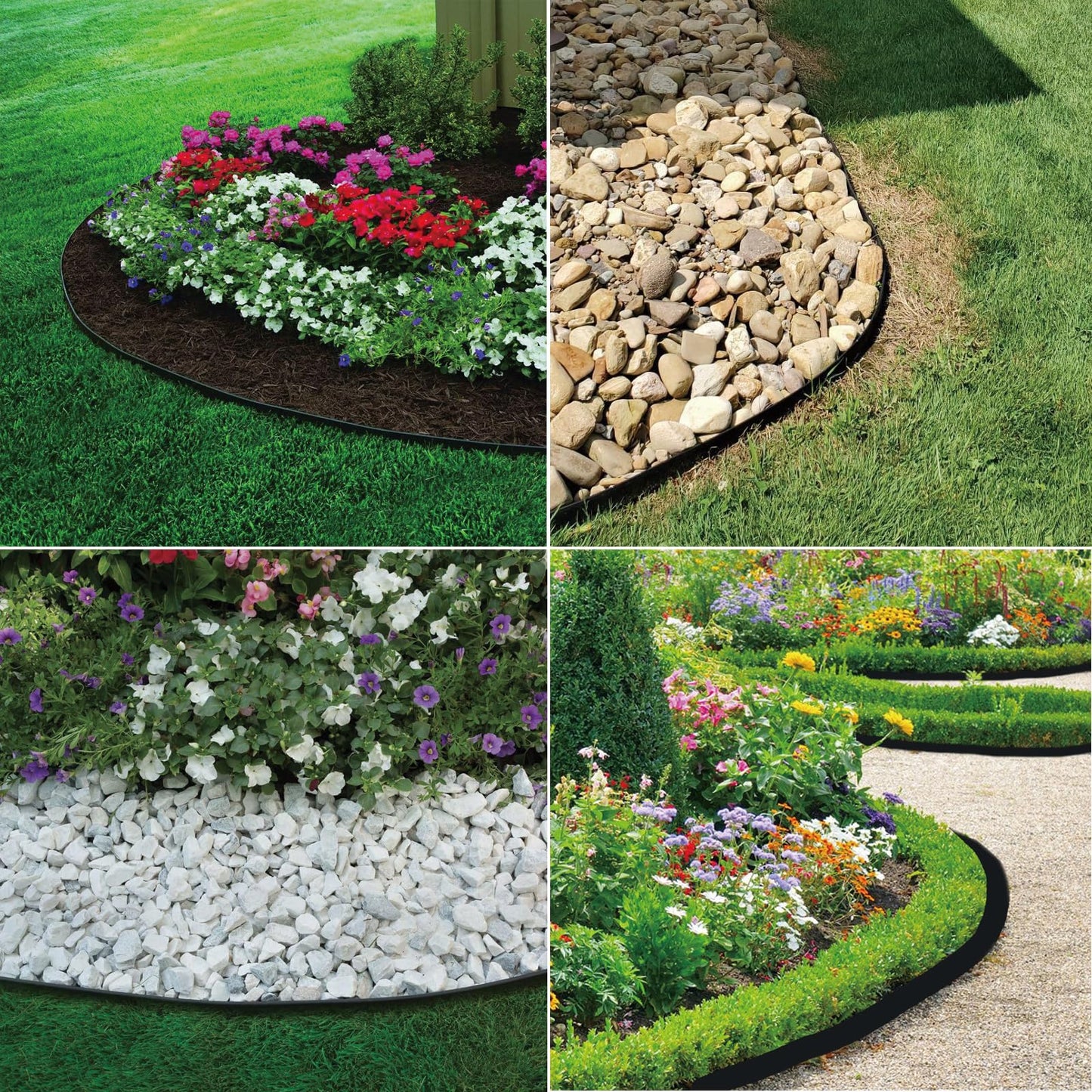 Landscape Edging 33FT, 4IN Tall Garden Edging Border with 50pcs Spikes, Plastic Lawn Edging Kit, Tool-Free Flexible Borders Edging for Garden Flower Beds Tree Surrounds Yard Pathway, Black