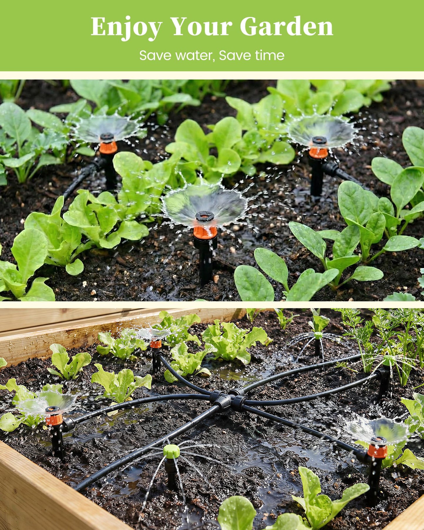RAINPOINT Drip Irrigation System, Quick-Connect Garden Watering System Kit with Adjustable Emitters for Greenhouse, Garden Grid, Raised Bed, Potted Plant (50 ft Main Tubing + 100 ft Irrigation Tubing)