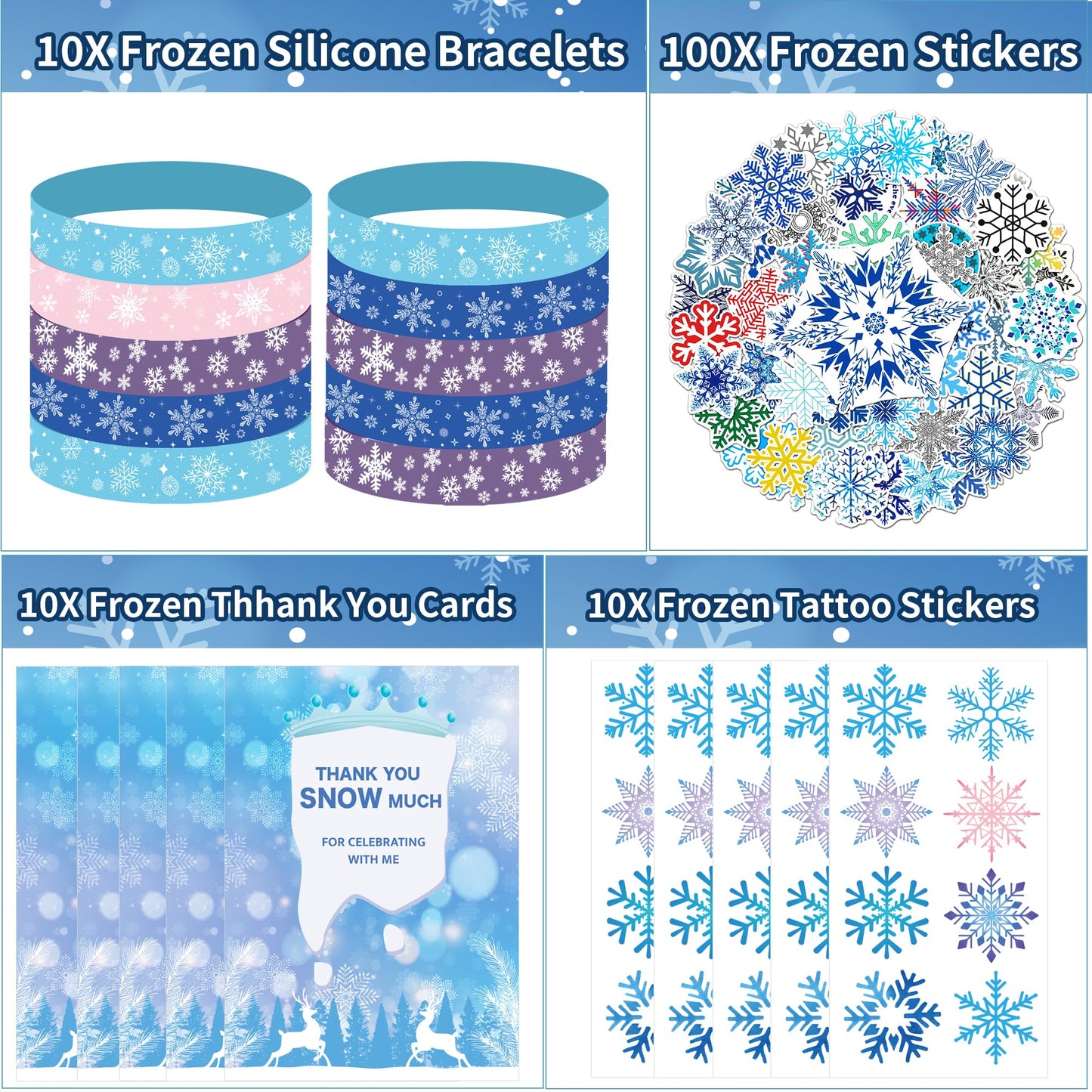 Fumogym 234PCS Frozen Party Favors Supplies Decorations Kit Include Goodies Bags, Straws, Bubble Wands, Crowns, Magic Wands, Notebook, Cake Toppers & More