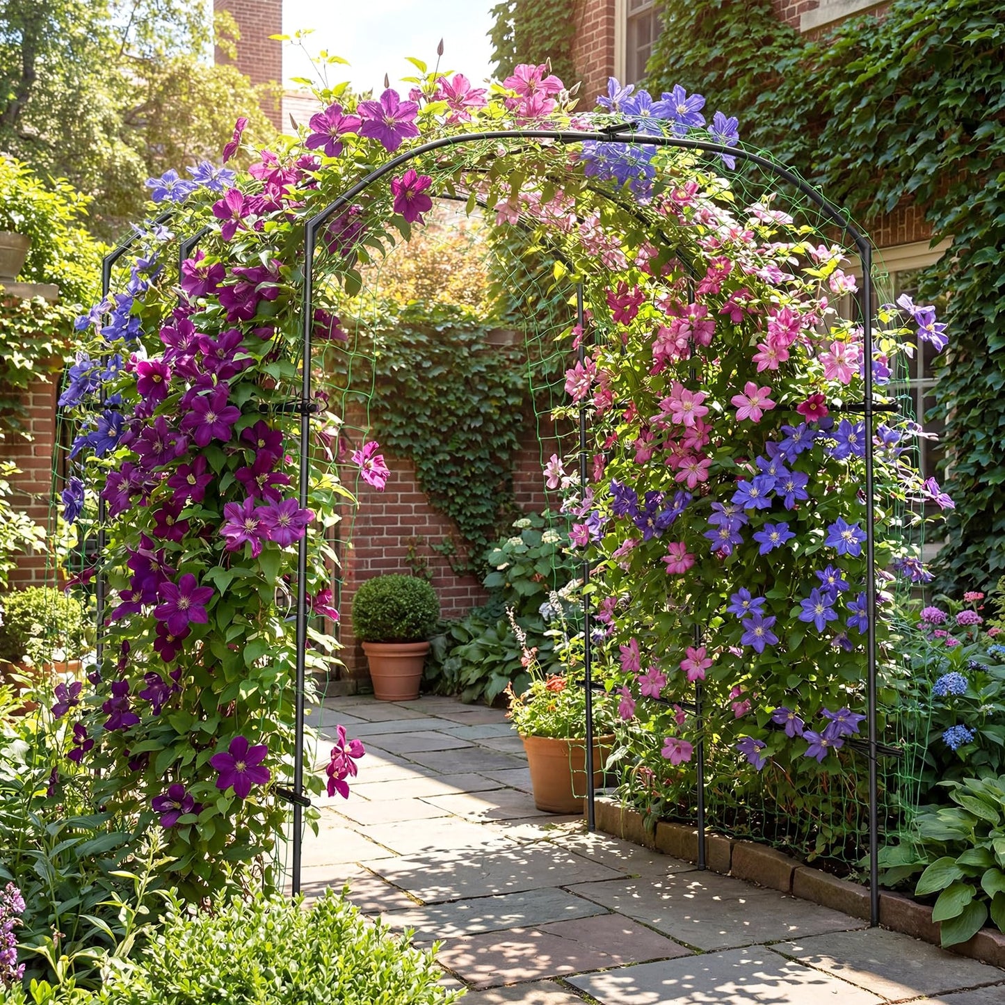 DoCred Tall Garden Arch Trellis for Climbing Plants, 87in Tall Metal Plant Support Trellis Archway for Climbing Vine Vegetable/Fruit/Flower Outdoor Yard Lawn Garden Arch Tunnel Trellis