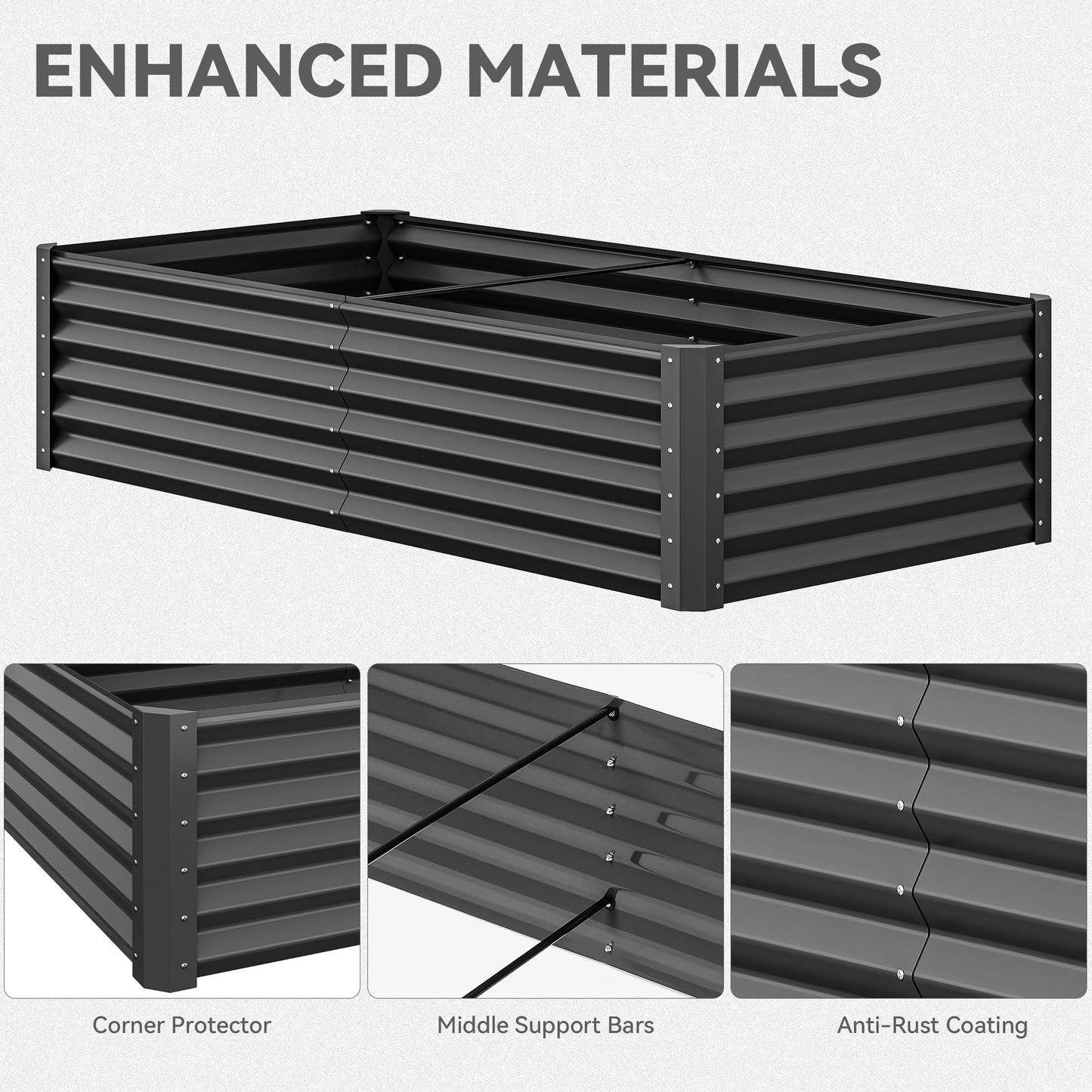 YITAHOME 72x36x18 in 2pcs Galvanized Raised Garden Bed Kit, Large Metal Planter Box with Gloves & Support Rod, Outdoor Flower Bed for Plants Vegetables, Black