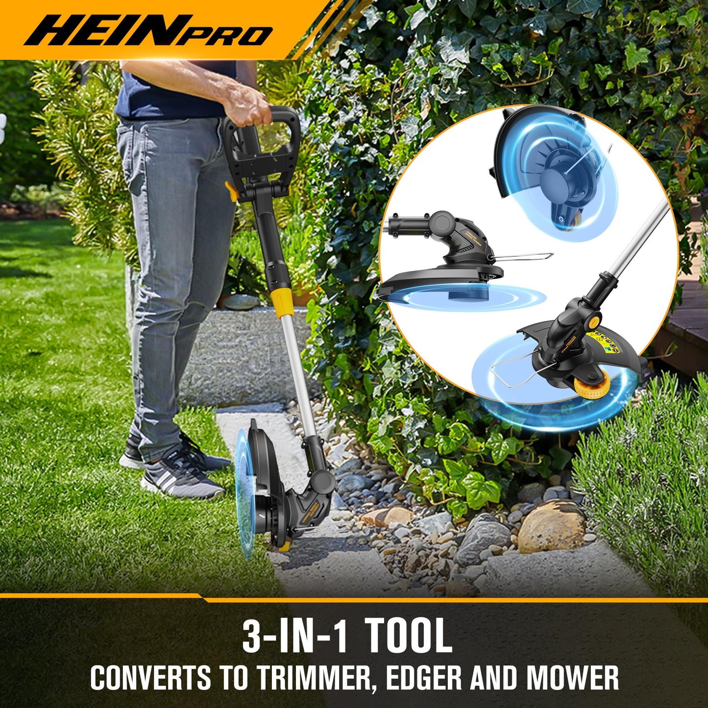 HEINPRO Cordless String Trimmer Compatible with Dewalt 20V MAX Battery, 12-Inch Weed Wacker Cordless Auto Line Feed,Electric Weed Eater Battery Powered Grass Trimmer w/6 Line Spools(Tool Only)