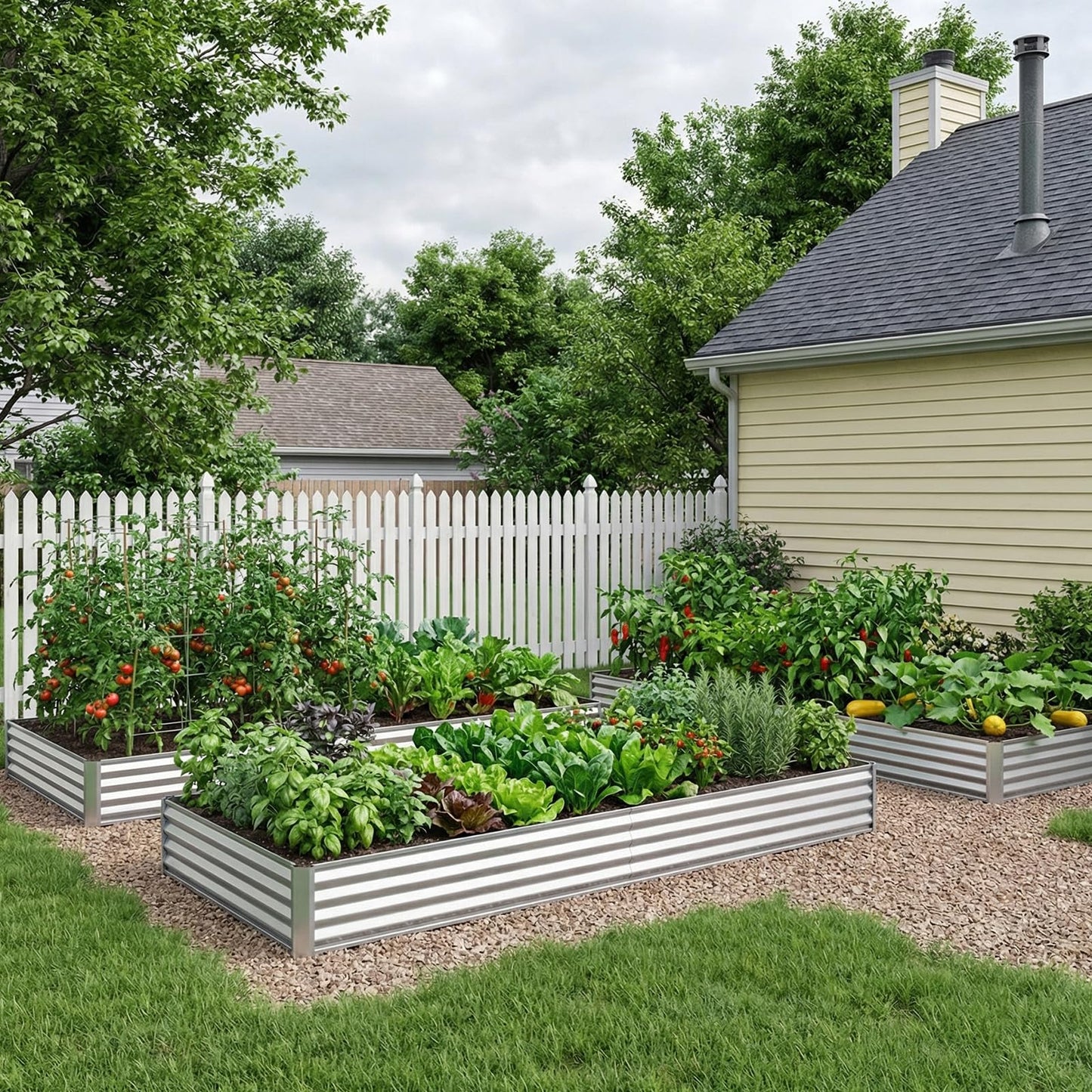 SUPERLELE 8x4x1ft Galvanized Raised Garden Bed, Thickened Metal Planter Box for Outdoor Vegetables & Flowers, Silver Large Garden Bed Kit, 96" L x 48" W x 12" H