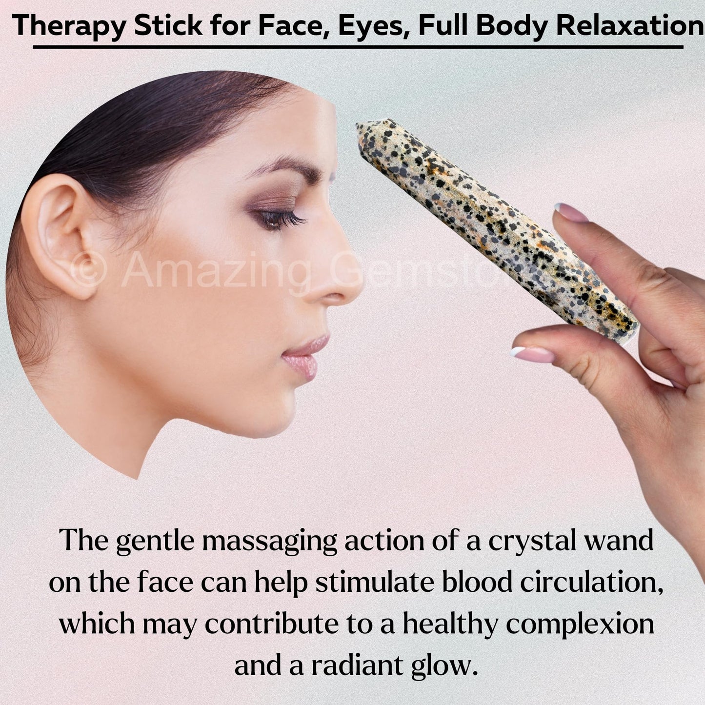 Amazing Gemstone Dalmatian Jasper Crystal Wand Massage Stick - Pelvic Wand Gua Sha for Adults - Crystals and Healing Stones Massage Wands for Adults Gifts (Pointed)