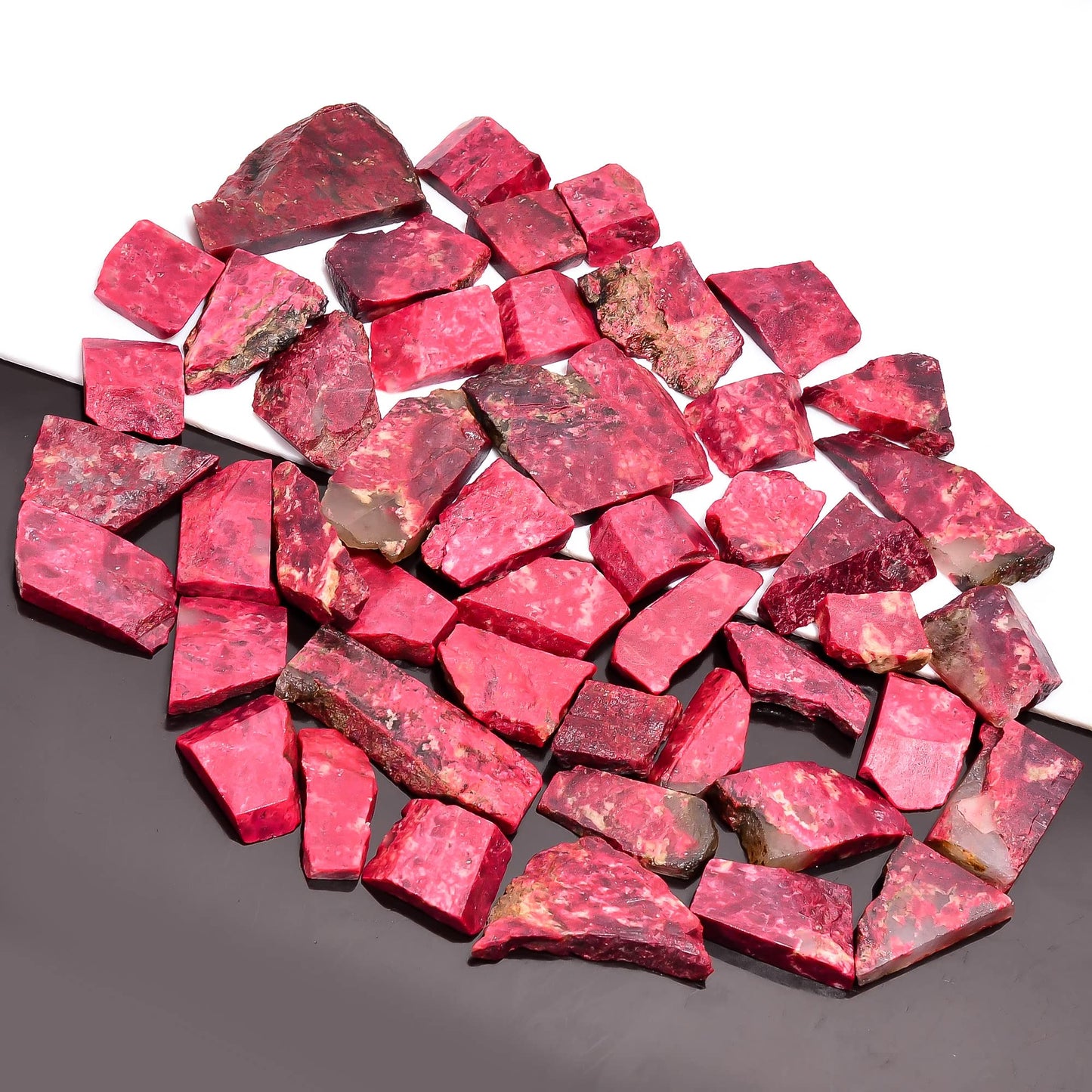 Natural Pink Thulite Raw Slice Gemstone - Healing Crystals for DIY Jewelry Making -Loose Natural Cabochon -Perfect for Crafting Unique Jewelry Designs (5 pcs, 25-35 mm)