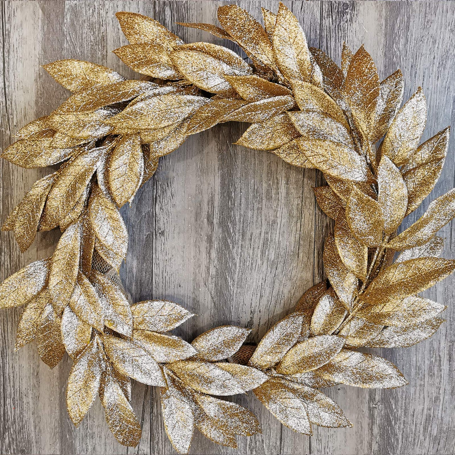 20 Pieces Gold Glittered Artificial Leaf Spray Picks 12" Tall for Christmas Winter Wedding Wreath Tree Swag Floral Arrangment Vase Bouquets Table Centerpieces Decoration