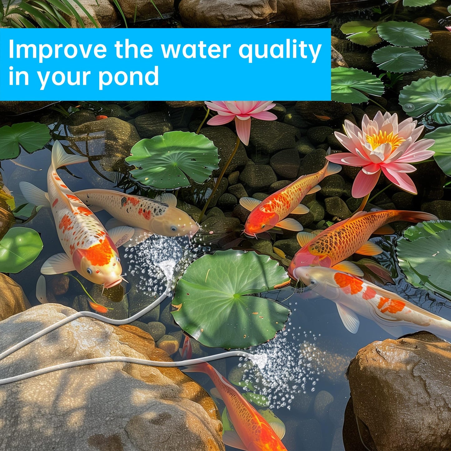 Biling 8W Solar Pond Aerator, 4400mAh Battery Backup Solar Aerator for Pond, 3 Working Modes Solar Air Pump for Outdoor Small Pond Fish Tank