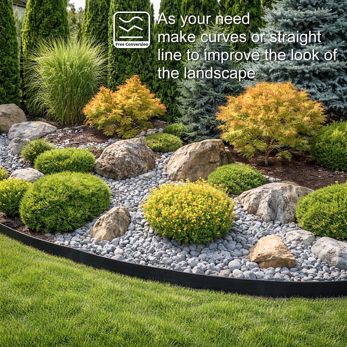 Landscape Edging 4 Inch Tall 20FT with 30Pcs Metal Spikes, Plastic Garden Edging Border Landscape Edging Border Lawn Edging for Landscaping, Flower Bed, Yard