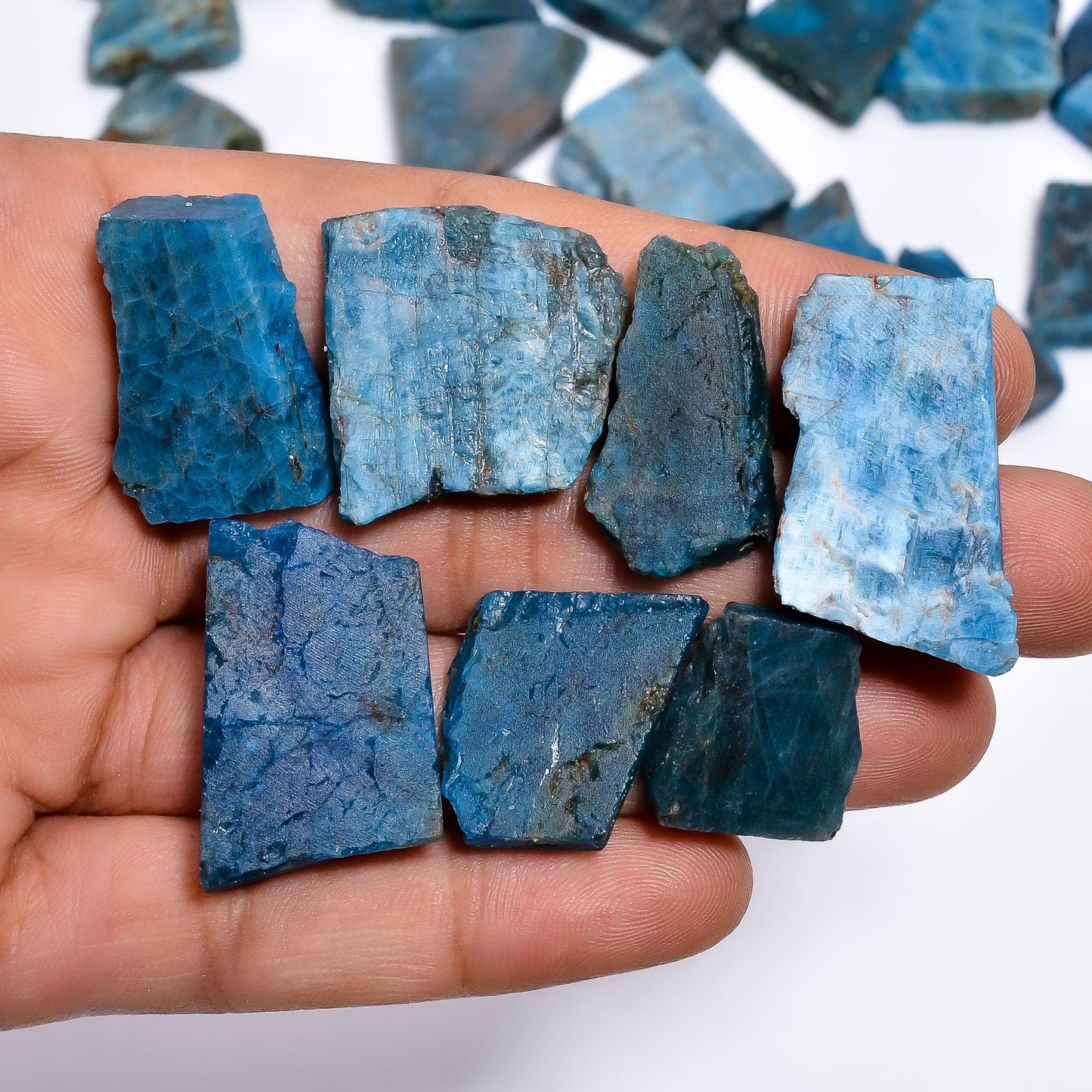 Natural Blue Apatite Raw Slice Gemstone- Healing Crystals for DIY Jewelry Making -Loose Natural Cabochon -Perfect for Crafting Unique Jewelry Designs