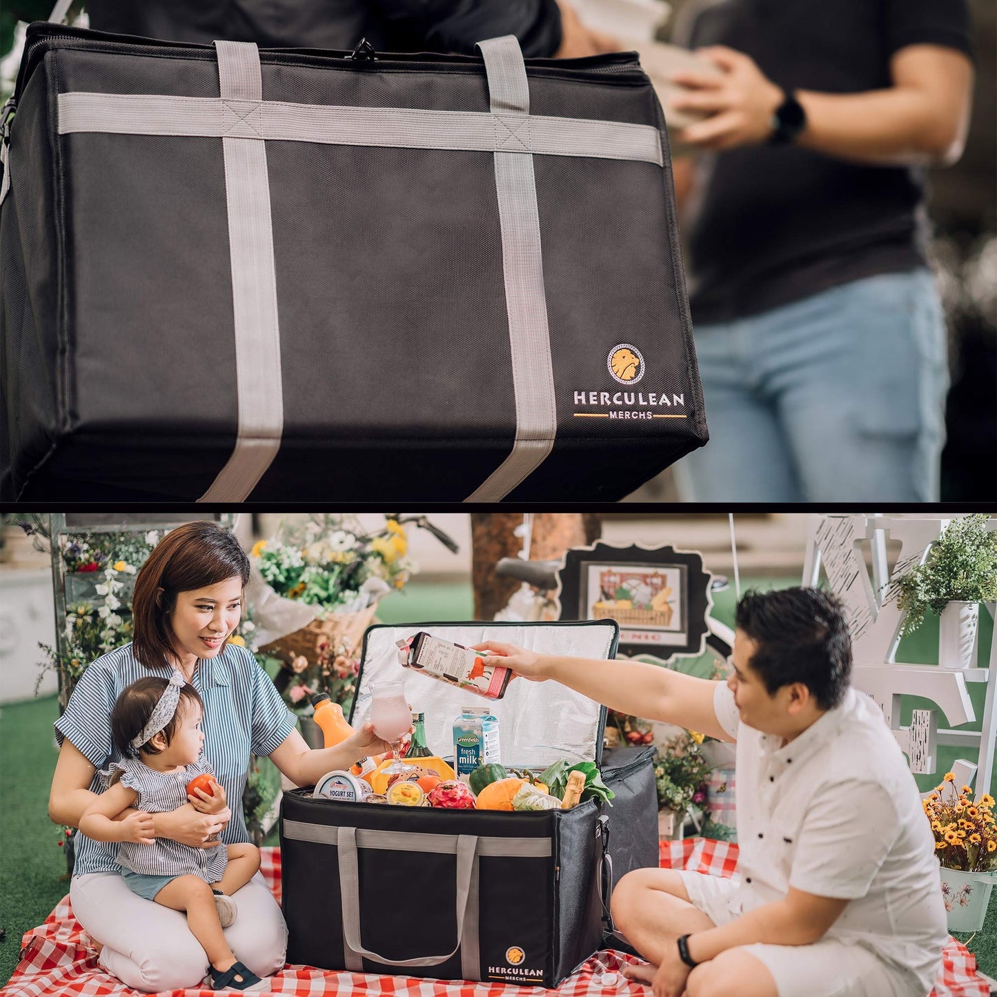 Herculean Premium Insulated Food Delivery Bag with YKK Zipper β Large Commercial Catering Bag for Food Transport β Hot and Cold Thermal Food Bag β Ultra Durable Hot Food Carriers for Takeaway Delivery