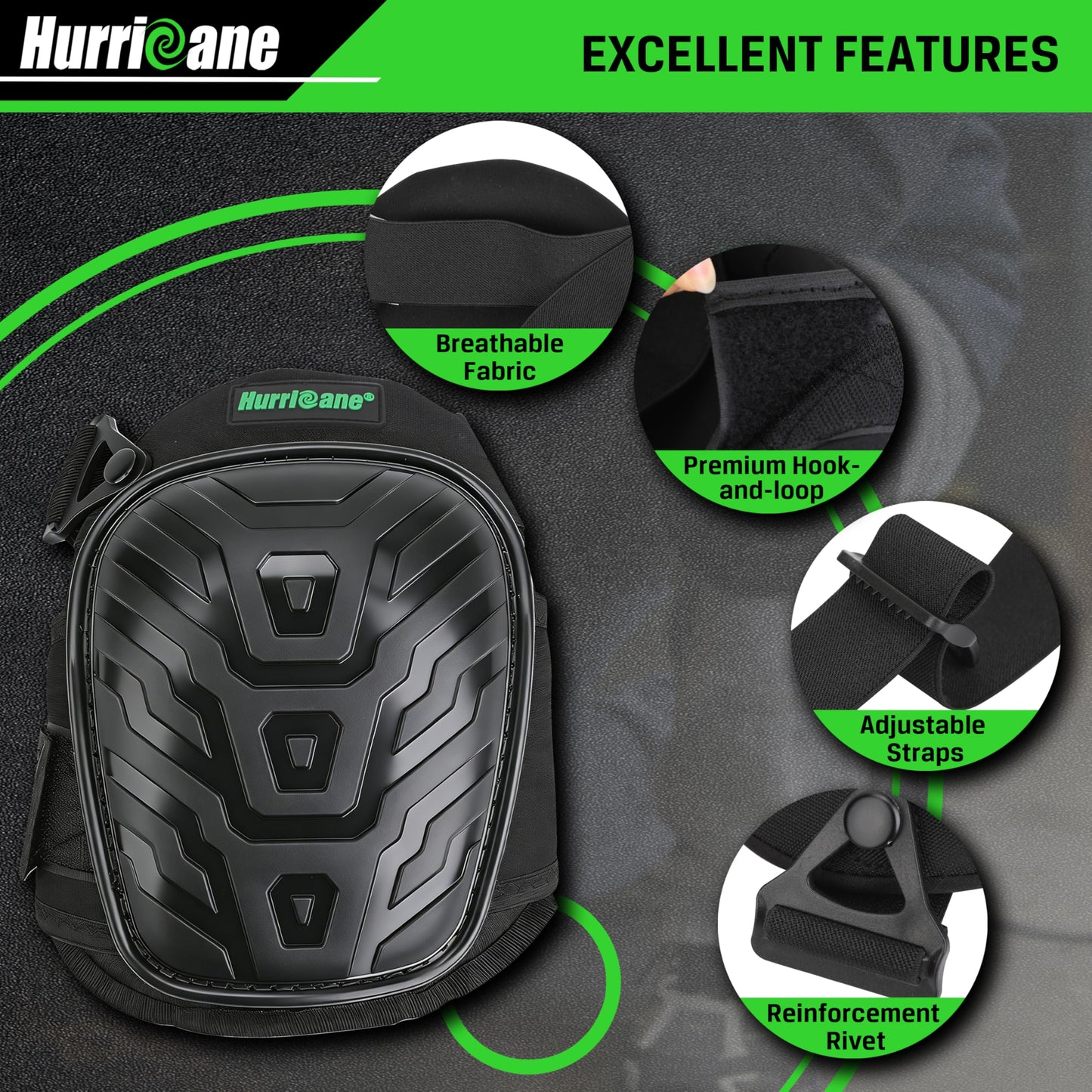 HURRICANE Professional Knee Pads for Men & Women-Heavy Duty Gel & Foam Cushion with Adjustable Straps for Work,Construction, Gardening, Flooring,Welding,Plumbers, Electricians