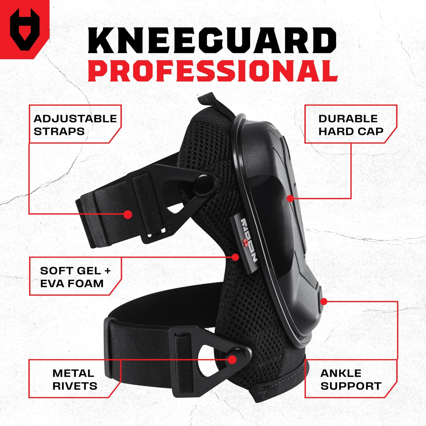 NoCry Professional Construction Knee Pads for Men and Women with Non-Slip Heavy Duty Cap and Ankle Support — Thick Foam and Gel Cushioning — Reinforced, Adjustable Straps and Military Grade Rivets