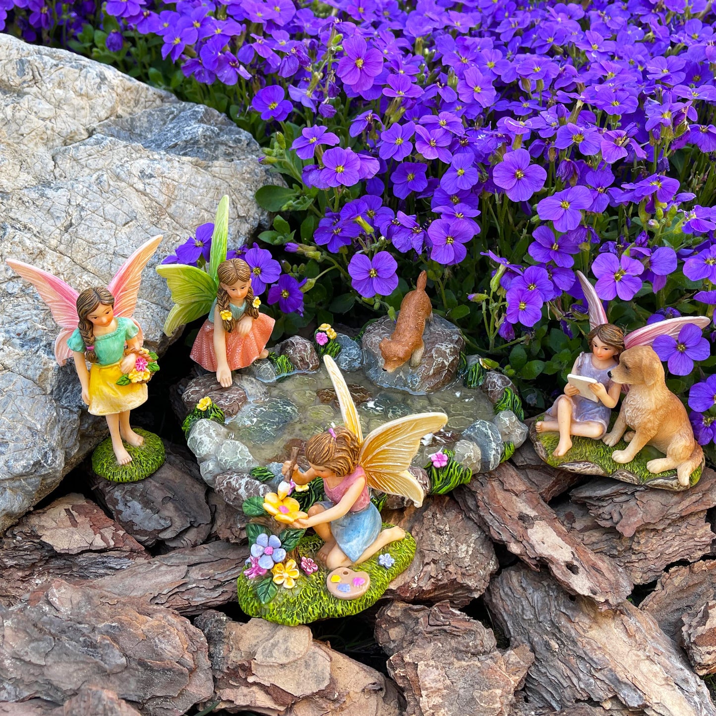 Mood Lab Miniature Garden Decor - Decorative Resin Pond Statues (5 pcs) - Indoor & Outdoor Use