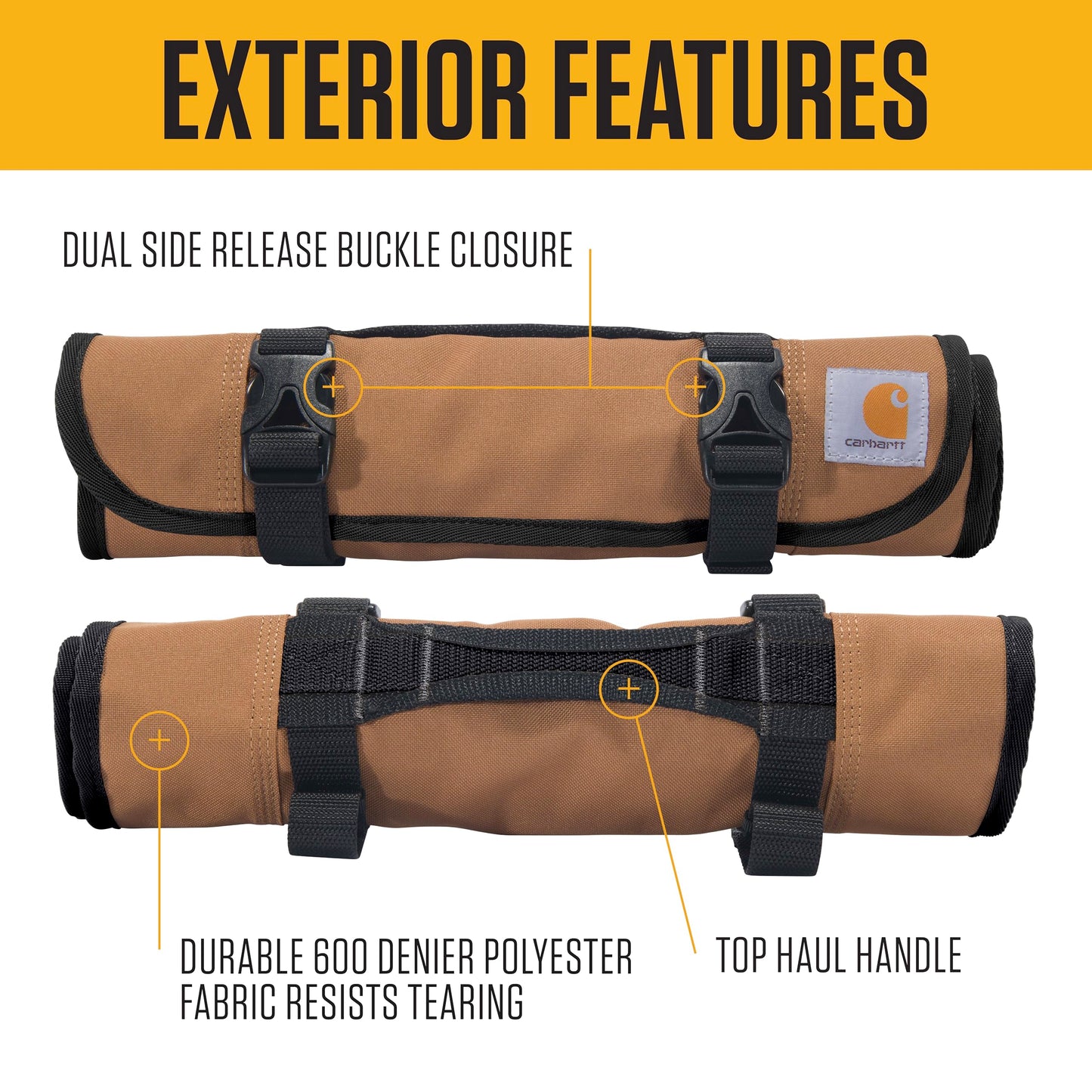 Carhartt Utility Roll Organizer, Durable, Water-Resistant Tool Roll, Black, 18 Pocket