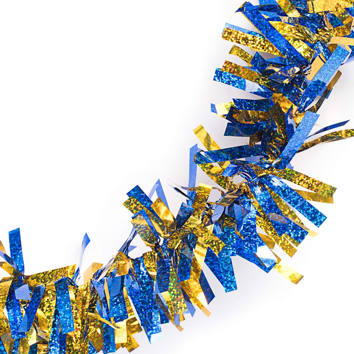 Anderson's Metallic Blue & Gold Tinsel Twist Garland, 25ft Holiday Decoration, Christmas Tree Trim, Parade Float Decor, Party Supplies, Halloween, Graduation, Indoor Outdoor Event Garland