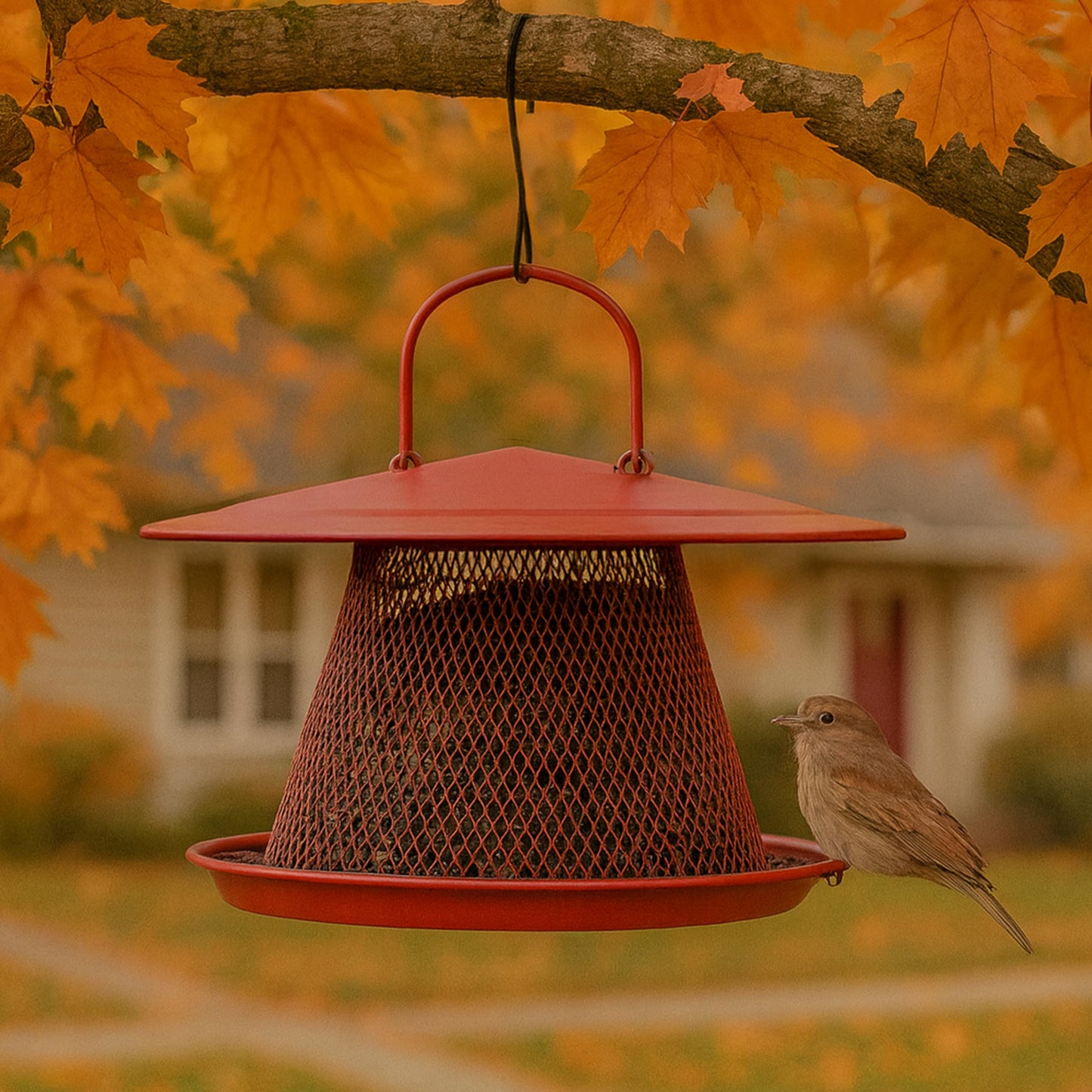 Perky-Pet Durable Wild Bird Feeder - 2.5 lb Seed Capacity - Feed up to 15 Birds at Once - Red, C00322 - Hanging Wild Bird Feeder for Outdoor Decor