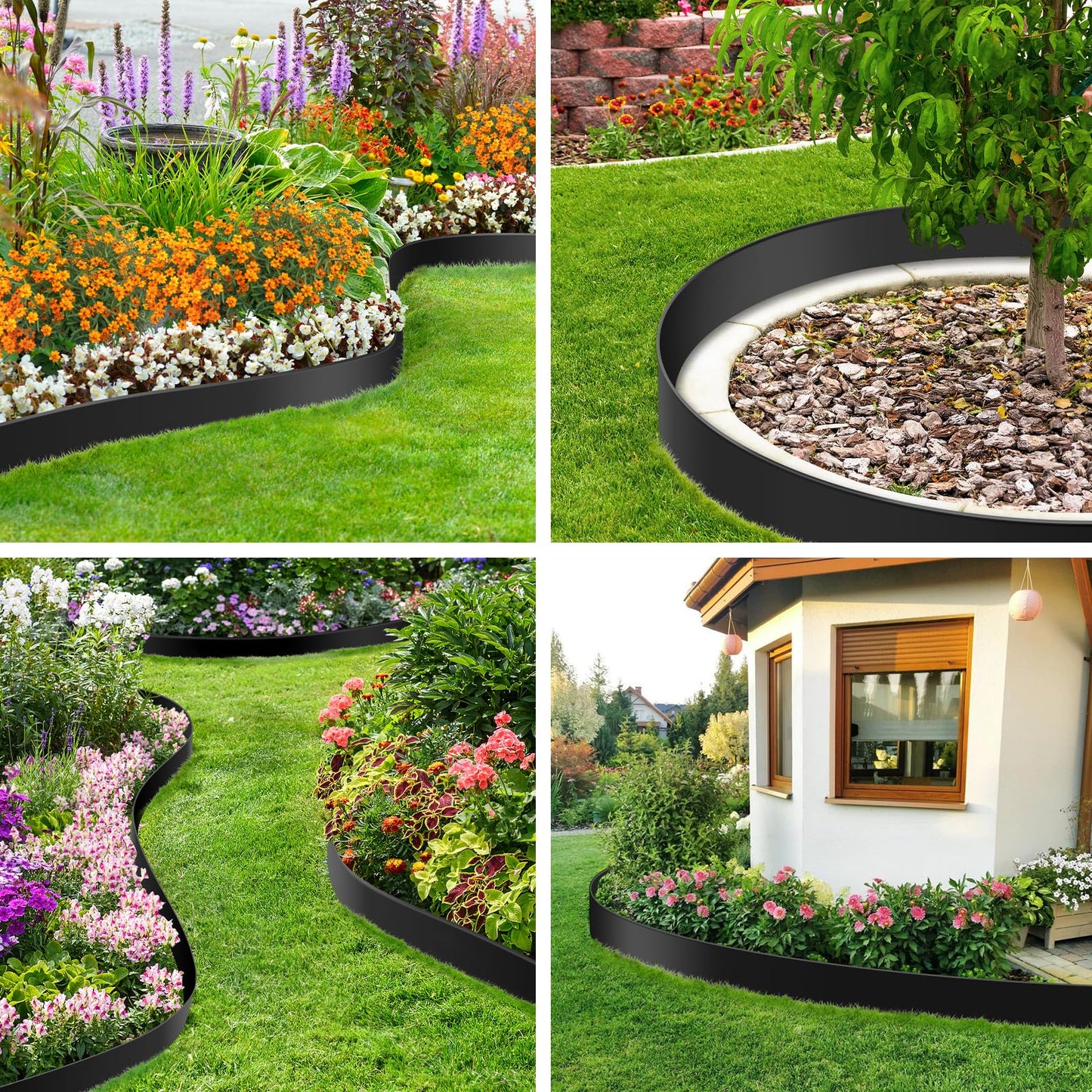 4 Inch x 100 FT (Multiple Sizes Available) Landscape Edging, Garden Edging Borders with 100pcs Upgrade Stakes, Flexible No Dig Plastic Garden Border for Lawn, Landscaping, Flower Beds, tree and Yard