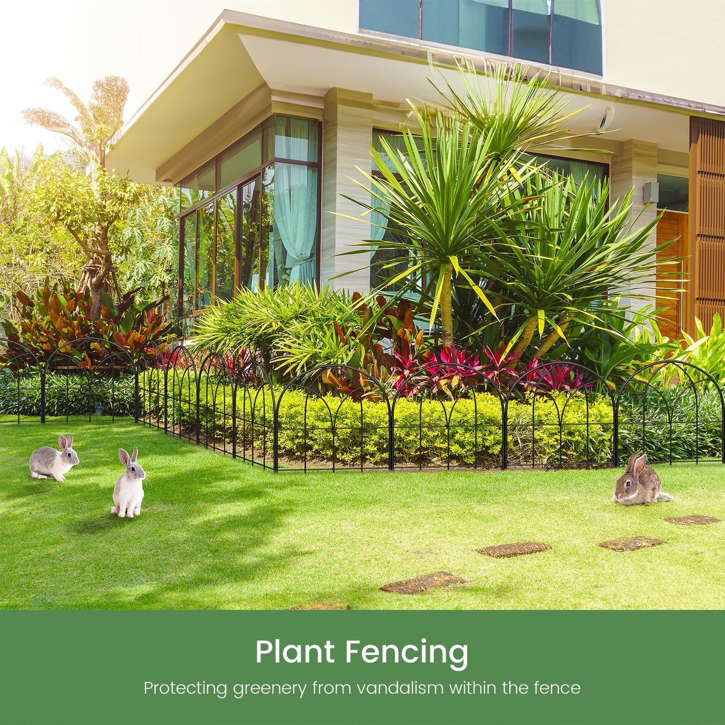 Youpehom Small 12.55"*16.53" Decorative Garden Fencing Border, No Dig Fences Barrier, Black Metal Fence, Garden Edging Fence Panel, Dog Fence Outdoor for Yard, Flower Bed (6 pcs)