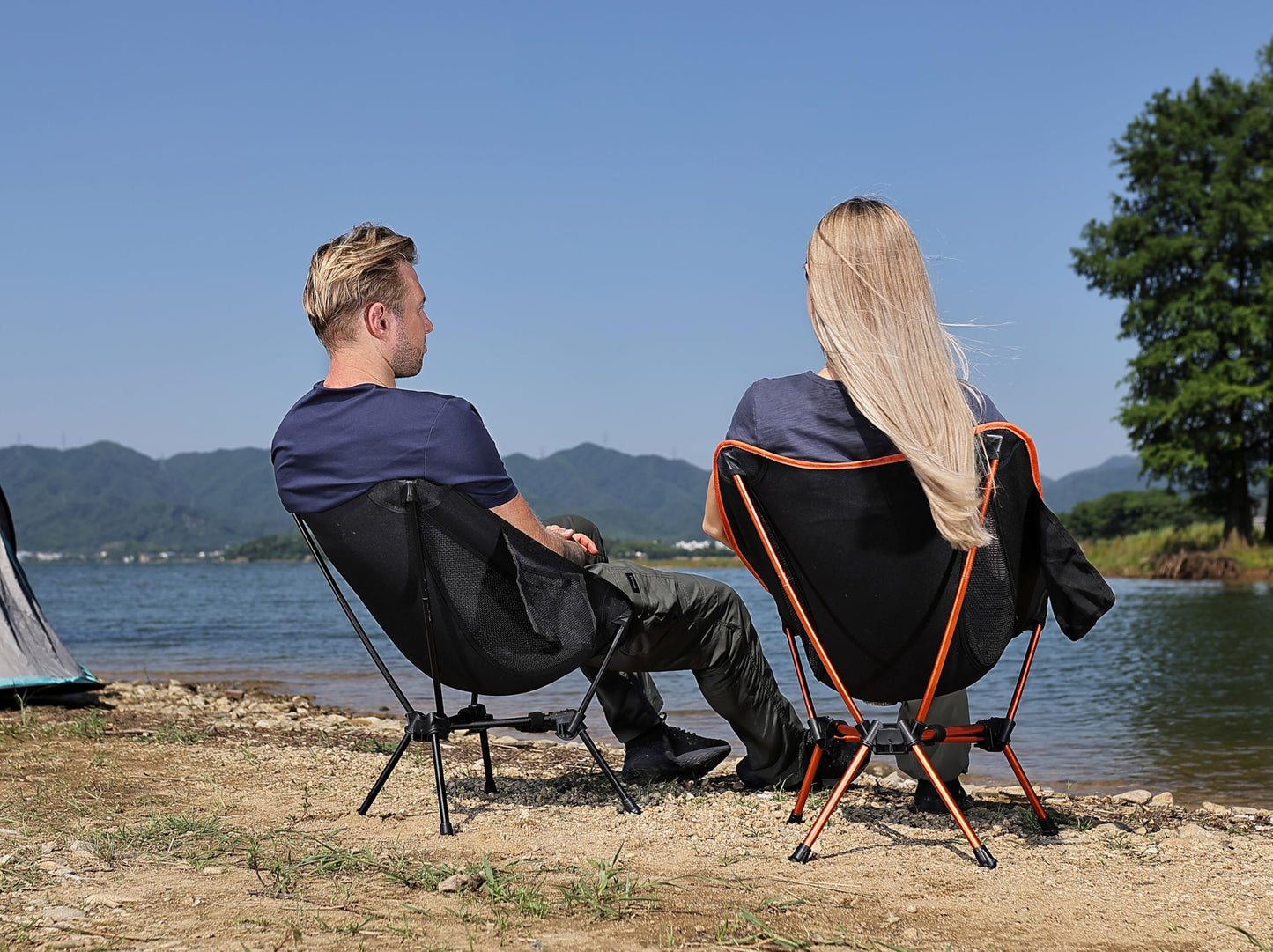MARCHWAY Lightweight Folding Camping Chair, Portable Foldable Compact for Outdoor Camp, Travel, Beach, Picnic, Festival, Hiking, Backpacking, Supports 330Lbs (Black)