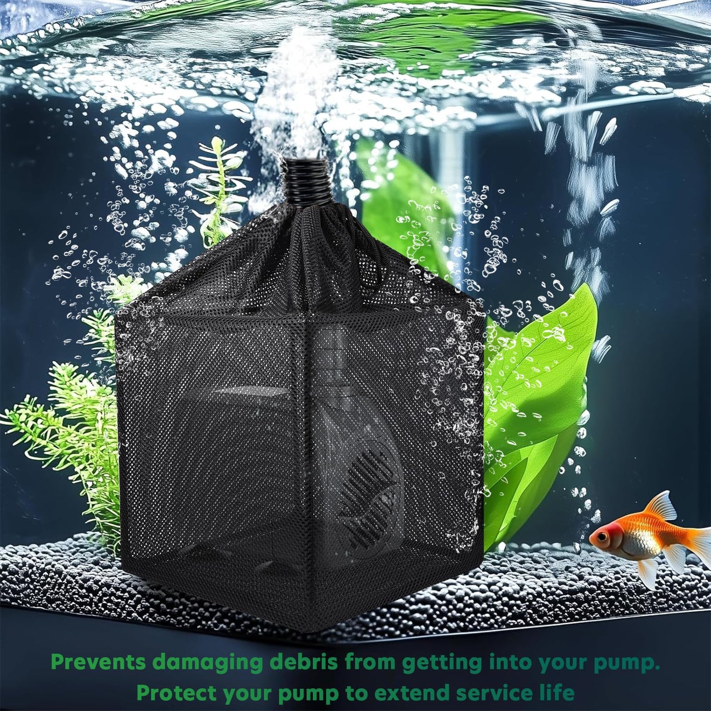 OUMEE Pump Filters Bag, Pond Barrier Bag Large Pump Mesh Bags for Outdoor Water Koi Fish Ponds (12.2 in)